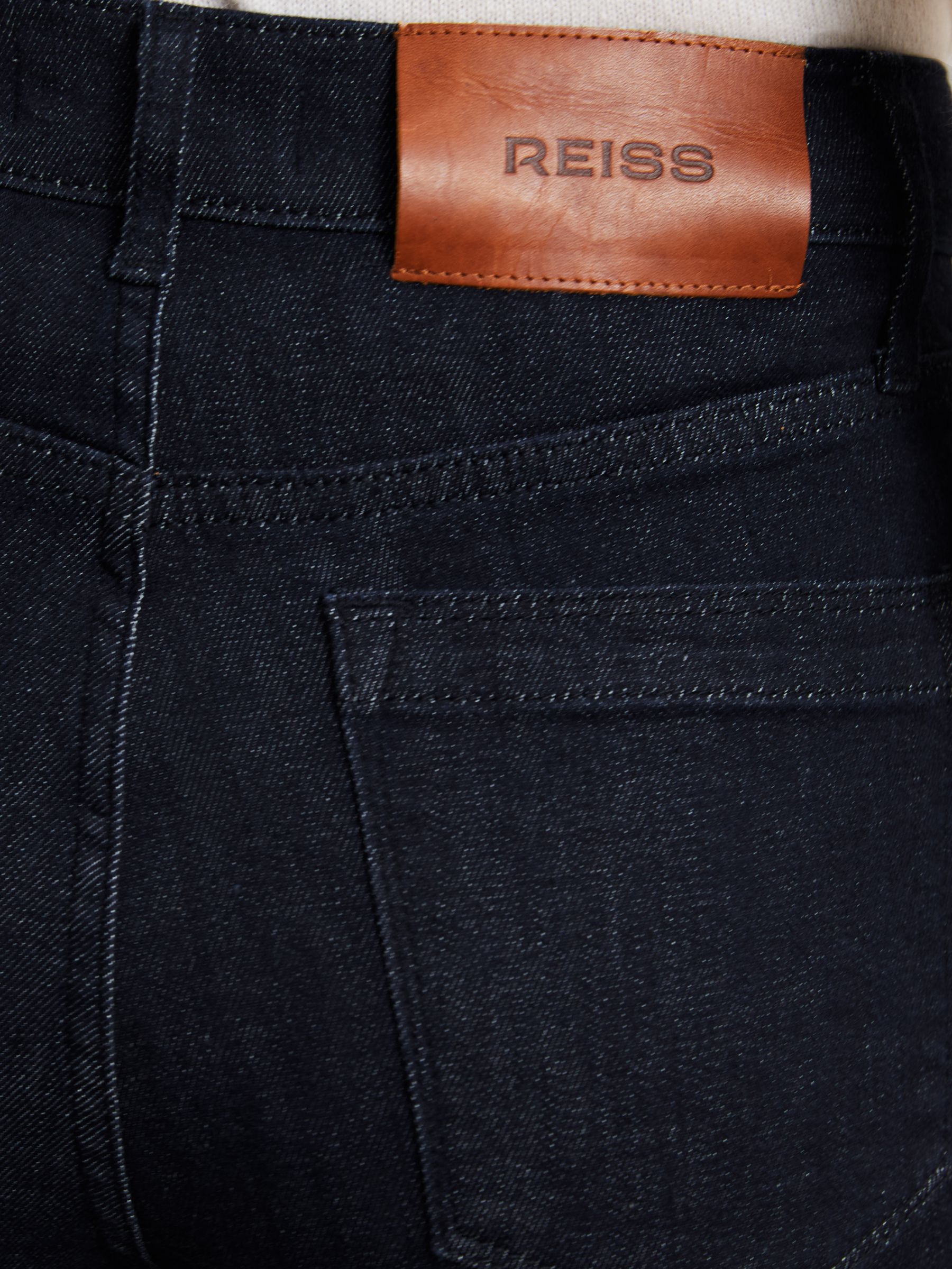 Patch Pocket Wide Leg Jeans in Dark Blue