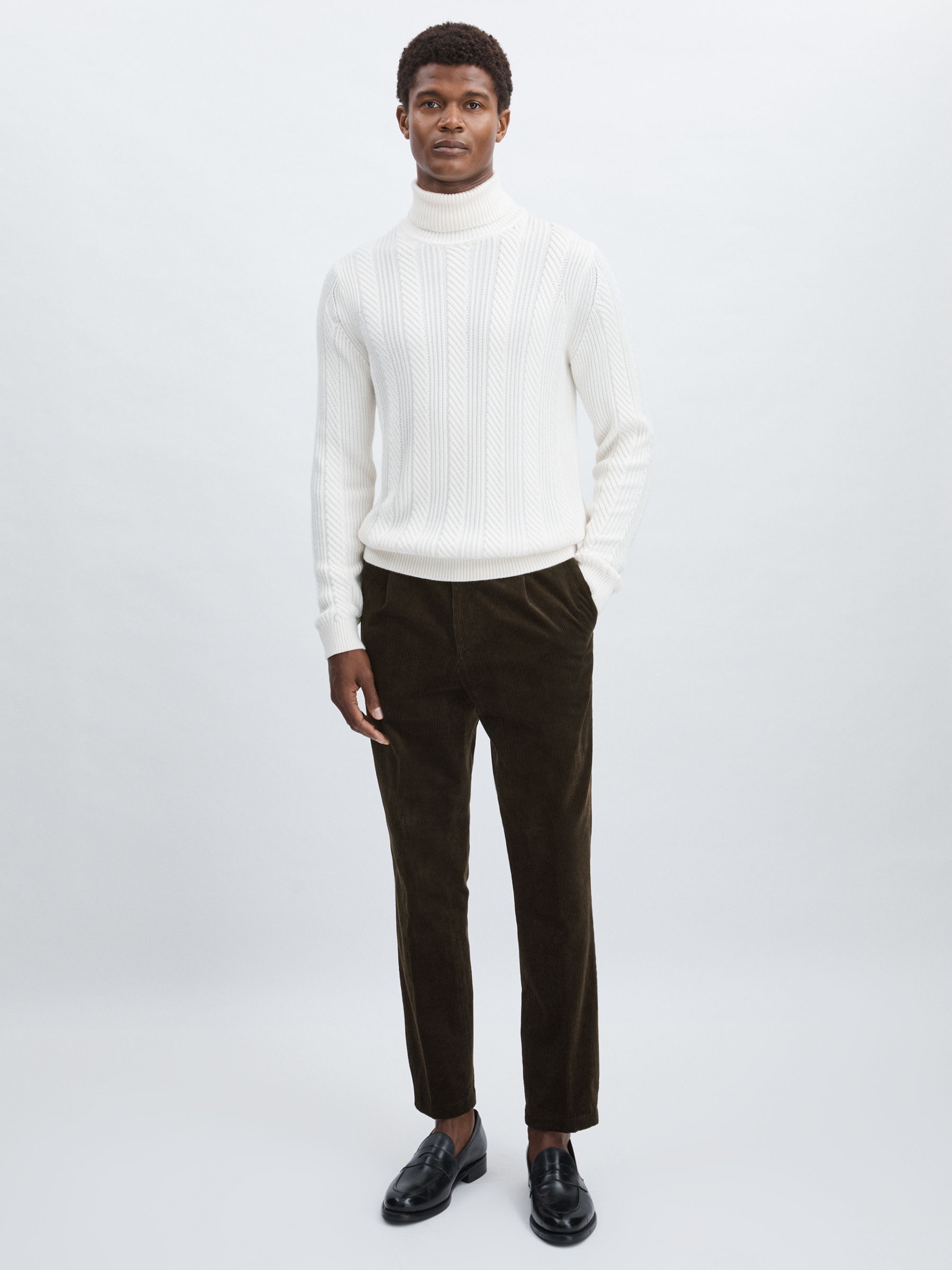 Oscar Jacobson Regular-Fit Corduroy Trousers in Dark Brown