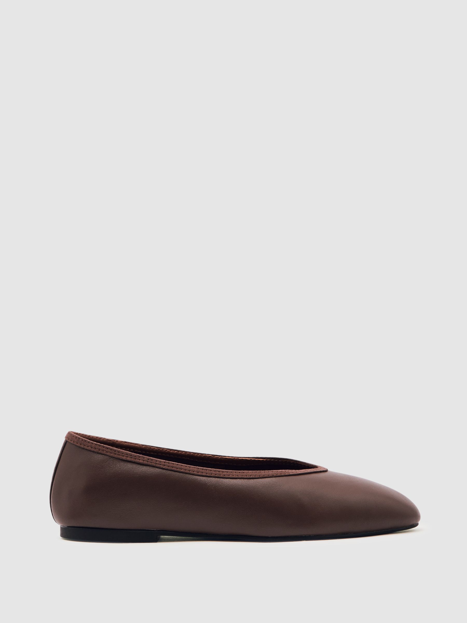 Nappa Leather Ballet Flats in Brown