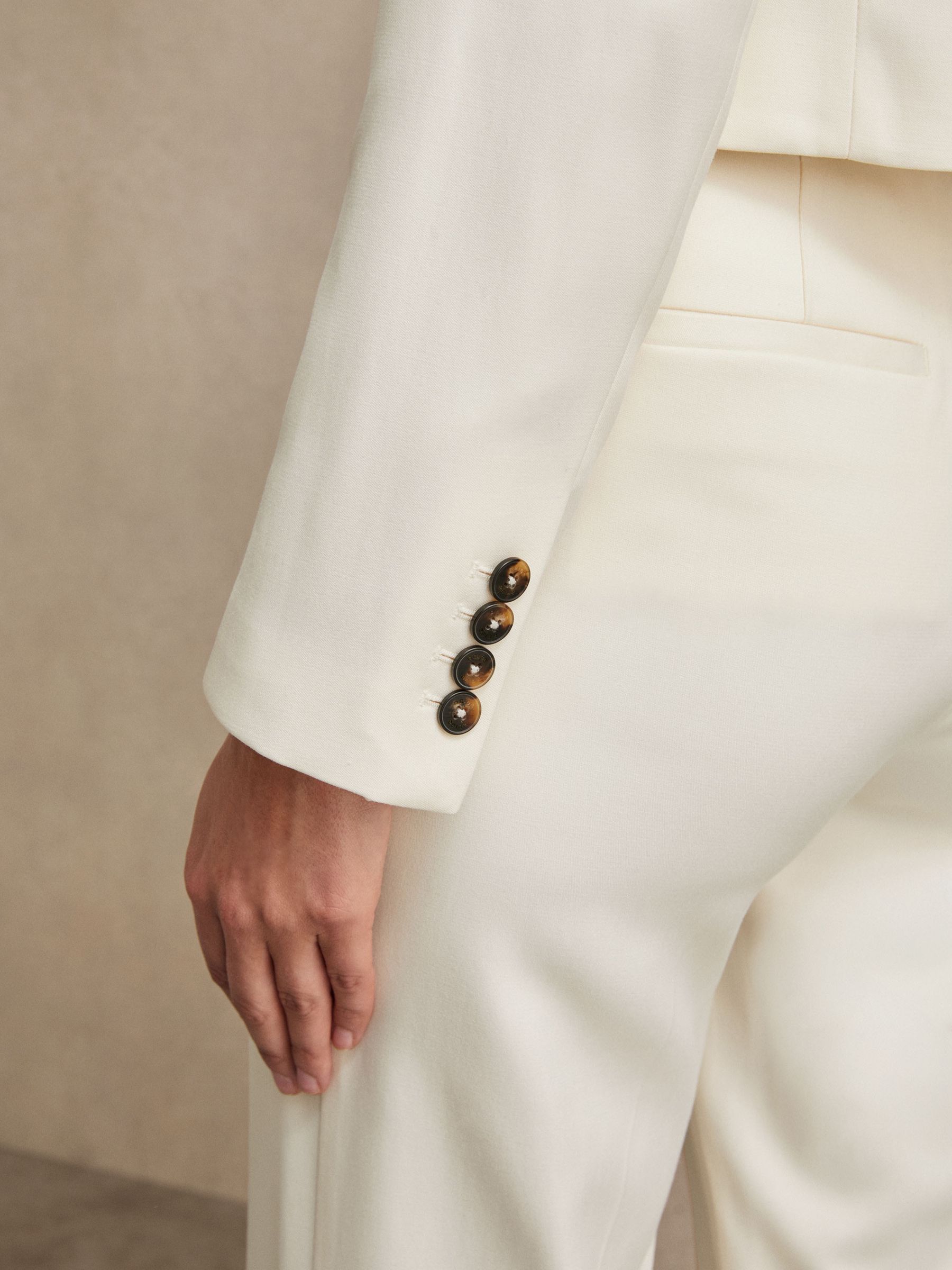 Double-Breasted Cropped Blazer in Cream