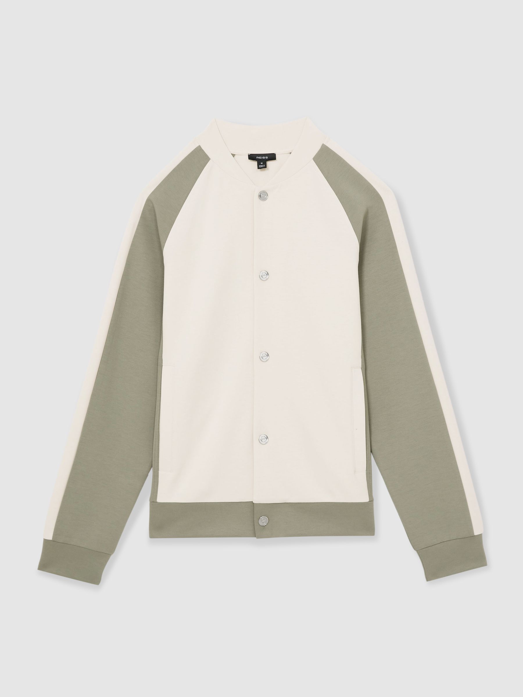 Interlock Colour-Block Bomber Jacket in Off White/Sage