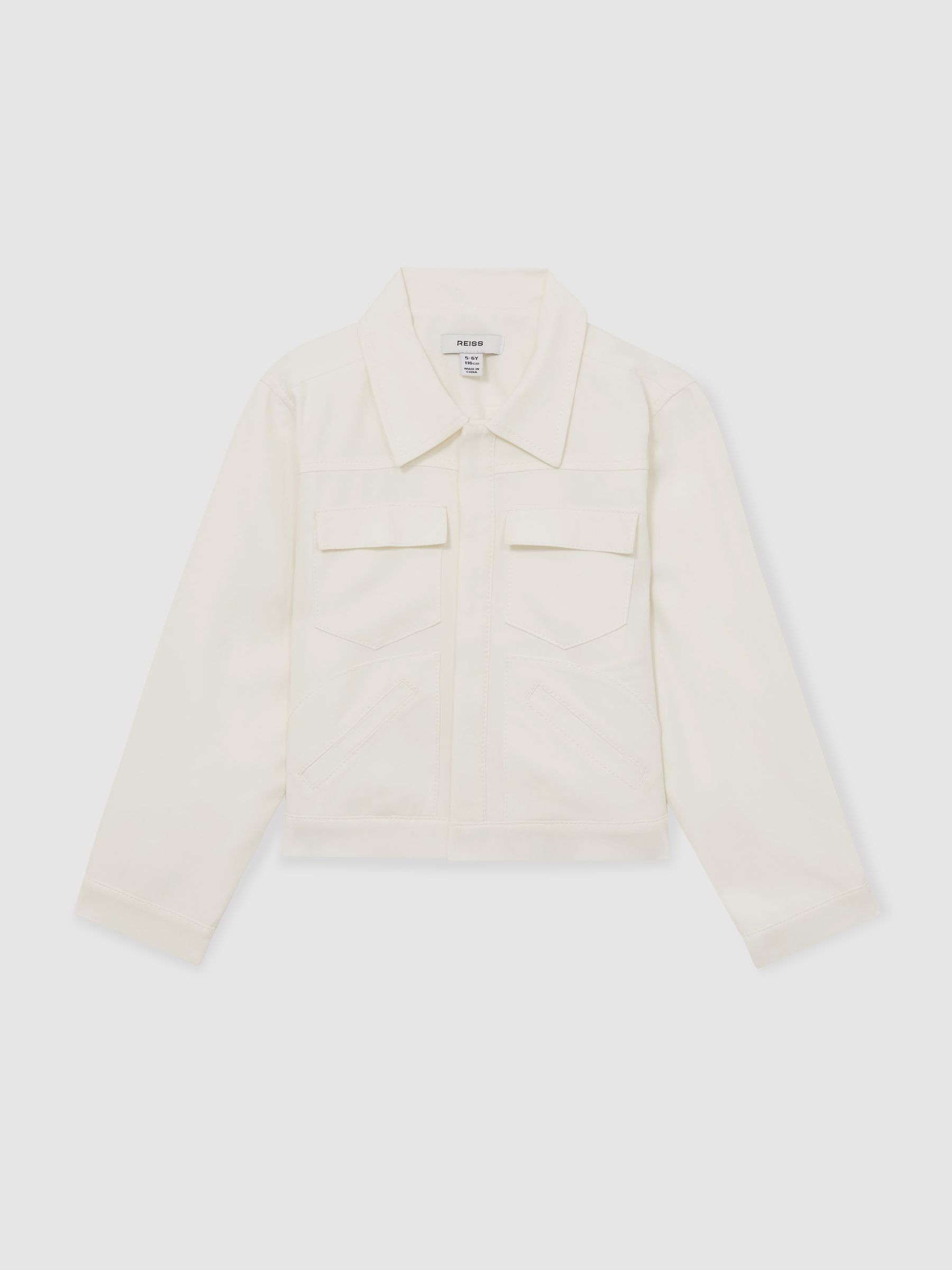 4-9 yrs Button-Through Cropped Shirt Jacket in Ivory
