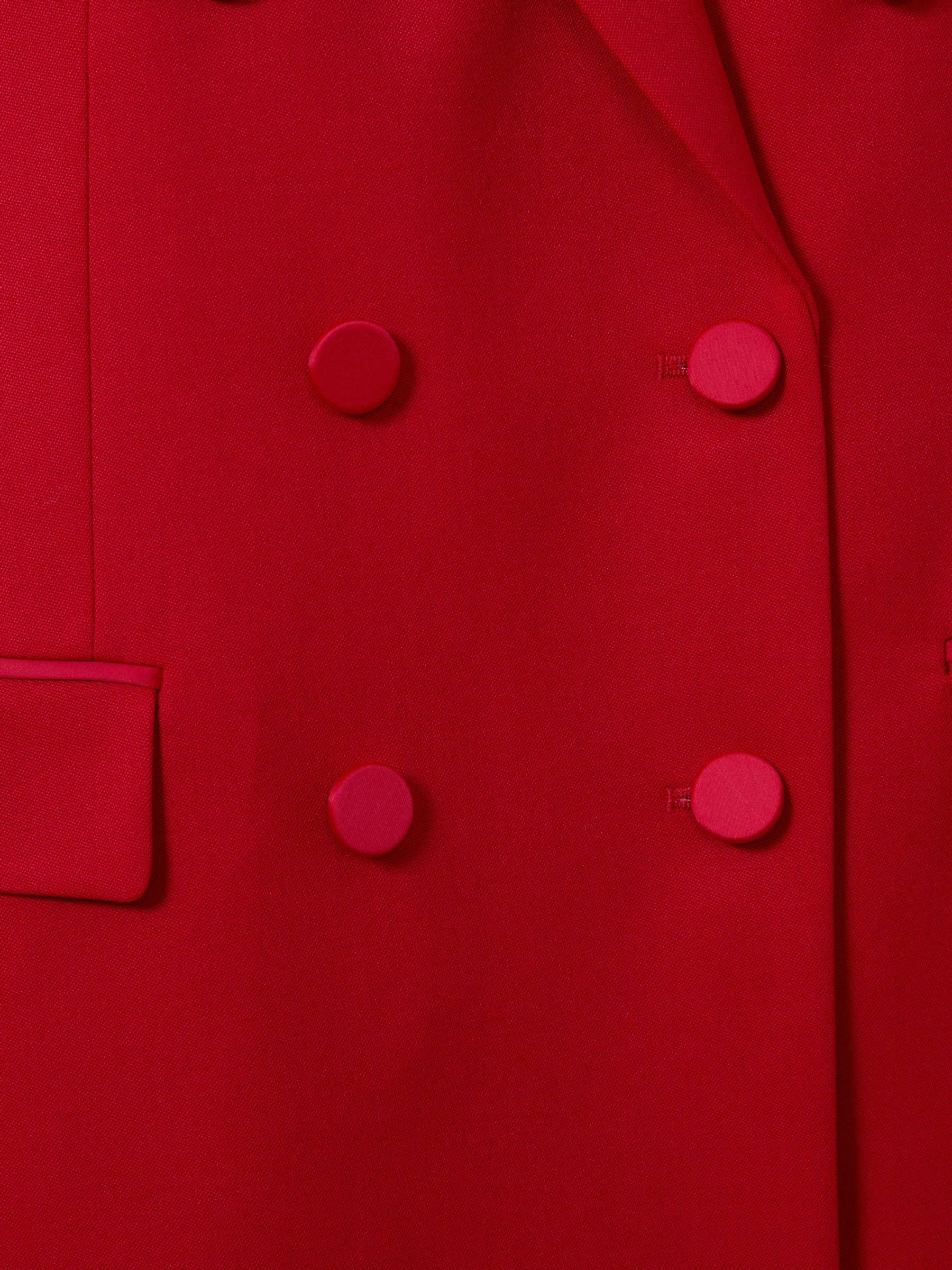 Wool Blend Double Breasted Tux Blazer in Red