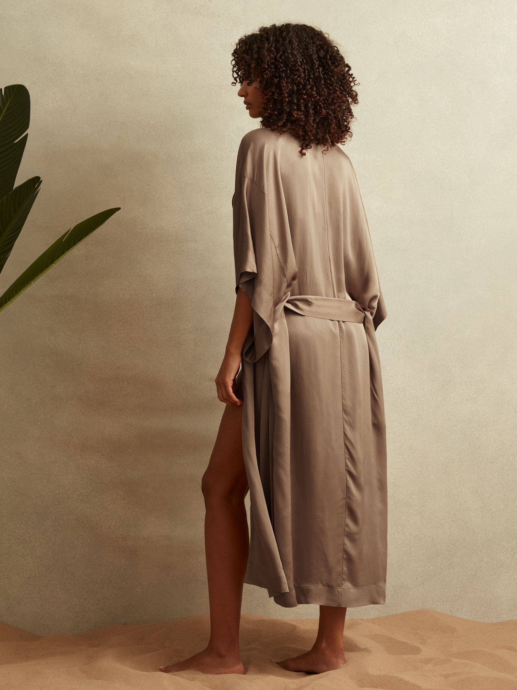 Textured Belted Kimono in Mink