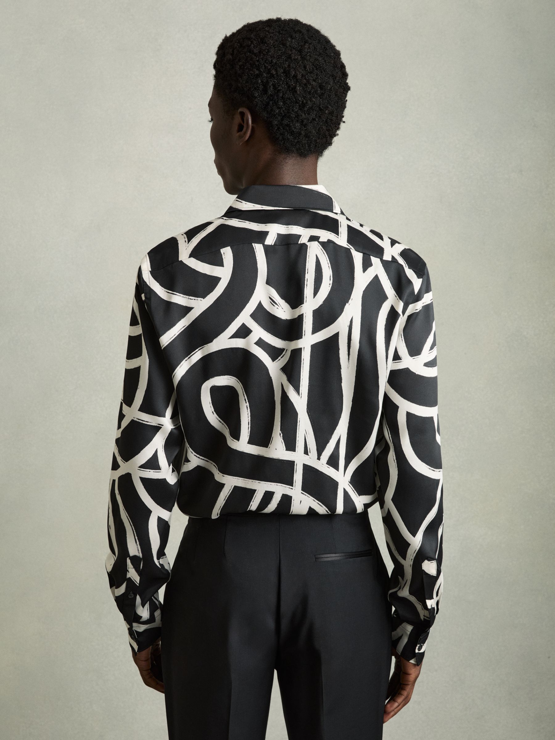 Abstract Painted Print Shirt in Black/White