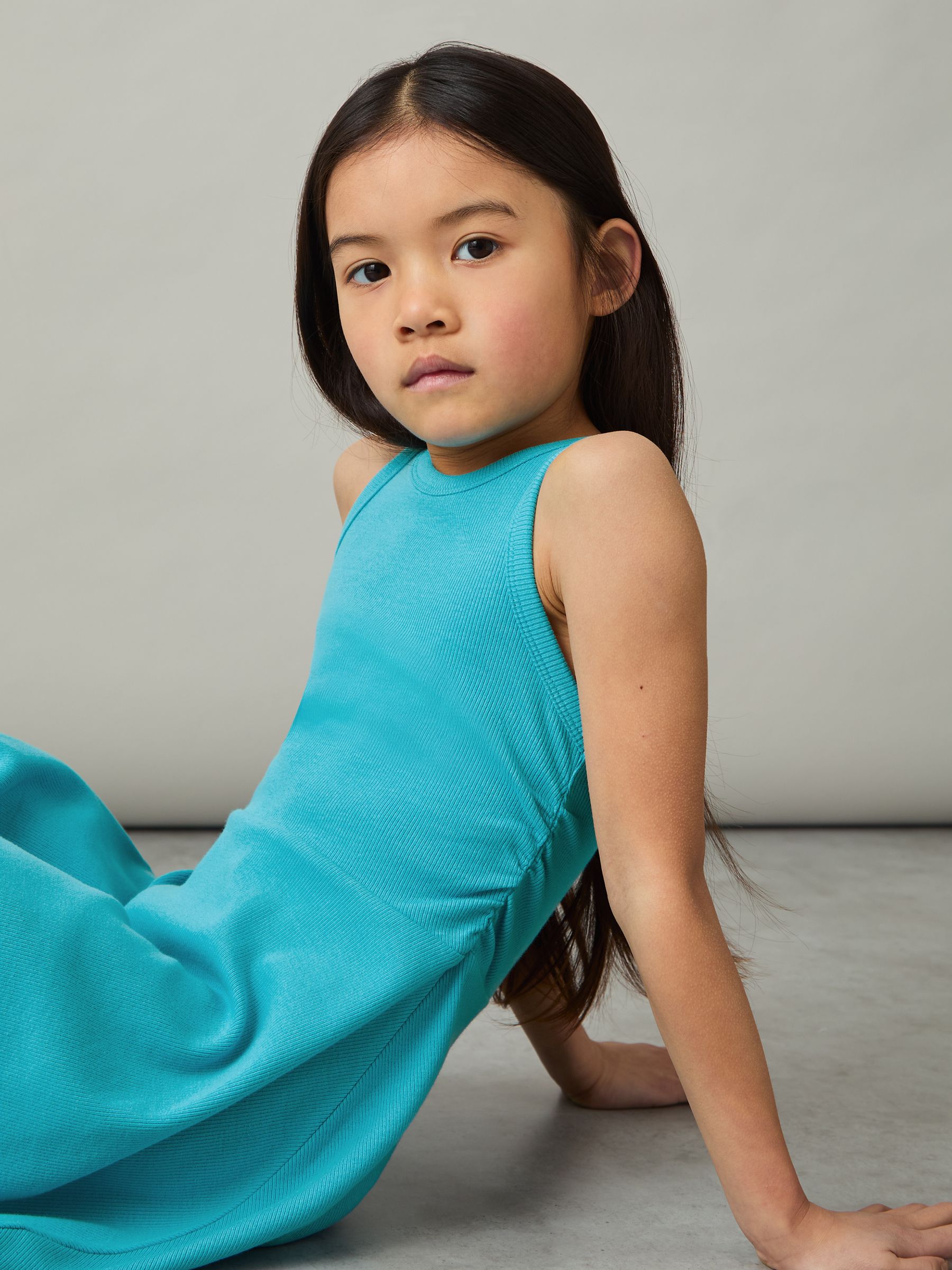 4-9 yrs Jersey Ruched Skater Dress in Teal