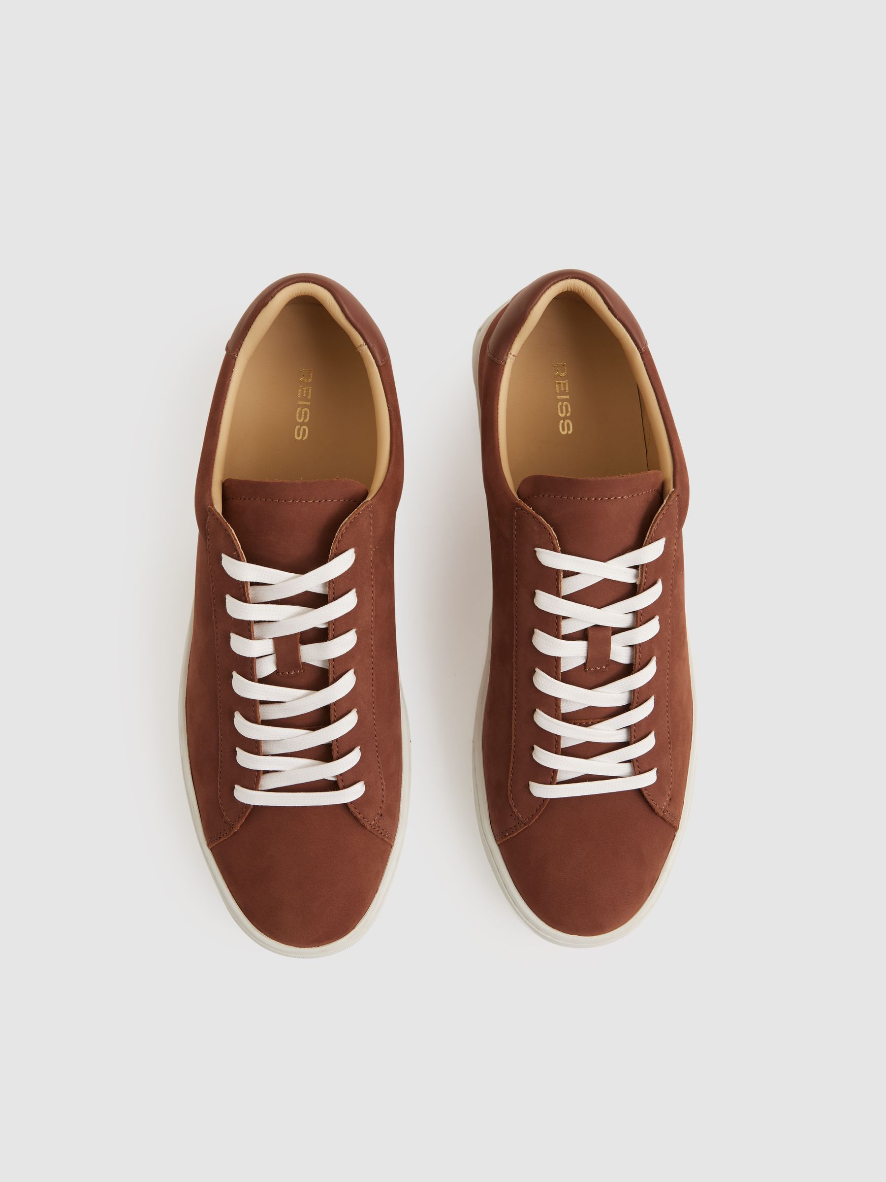 Nubuck Leather Low-Top Trainers in Brickwood Red