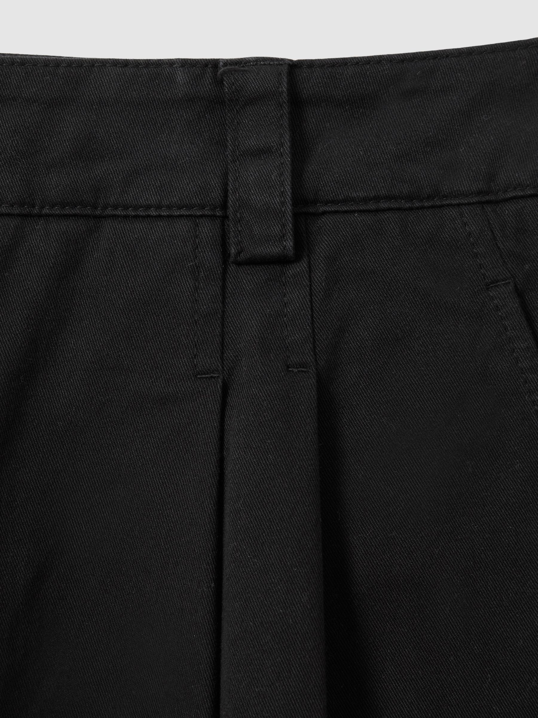 Cotton Blend Wide Leg Trousers in Washed Black