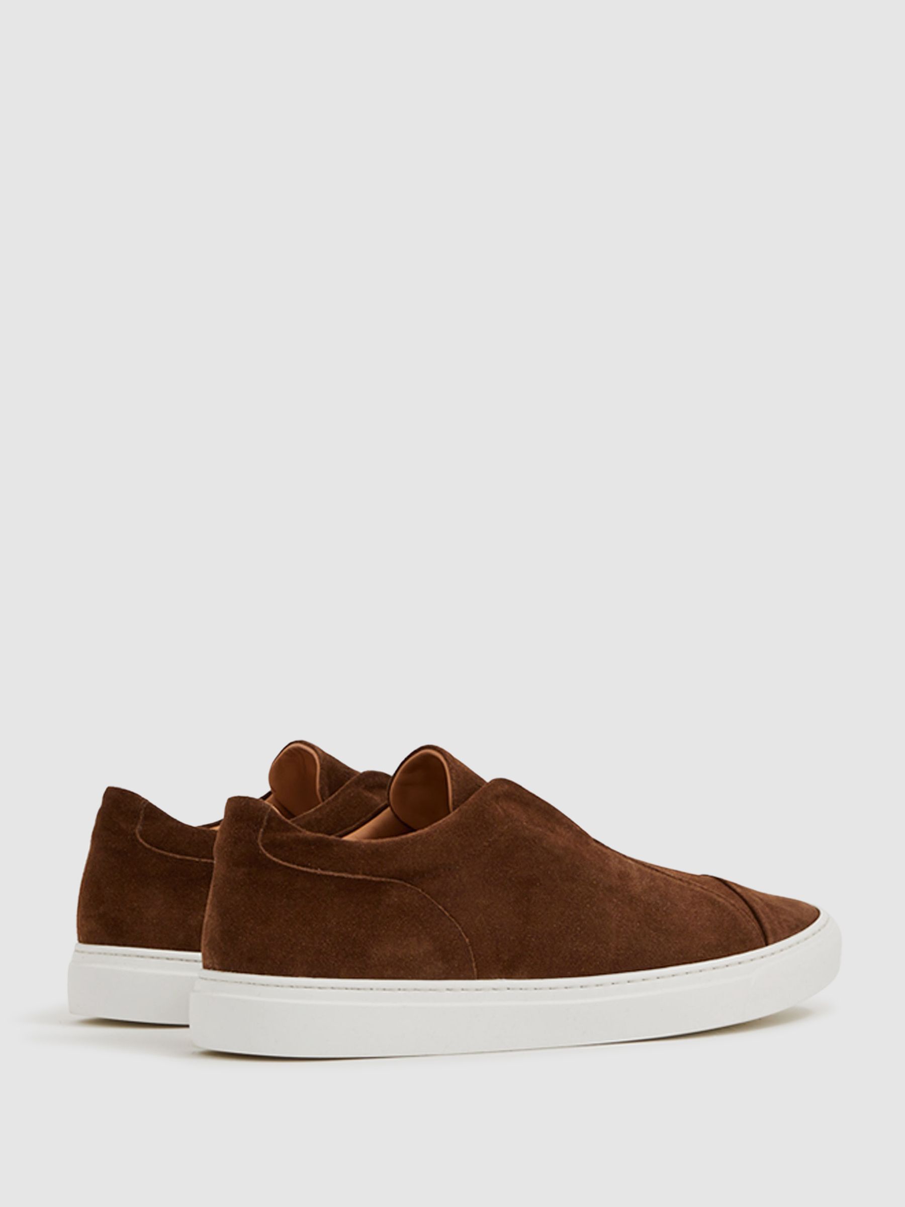 Harrys London Suede Slip On Trainers in Dark Bark Brown