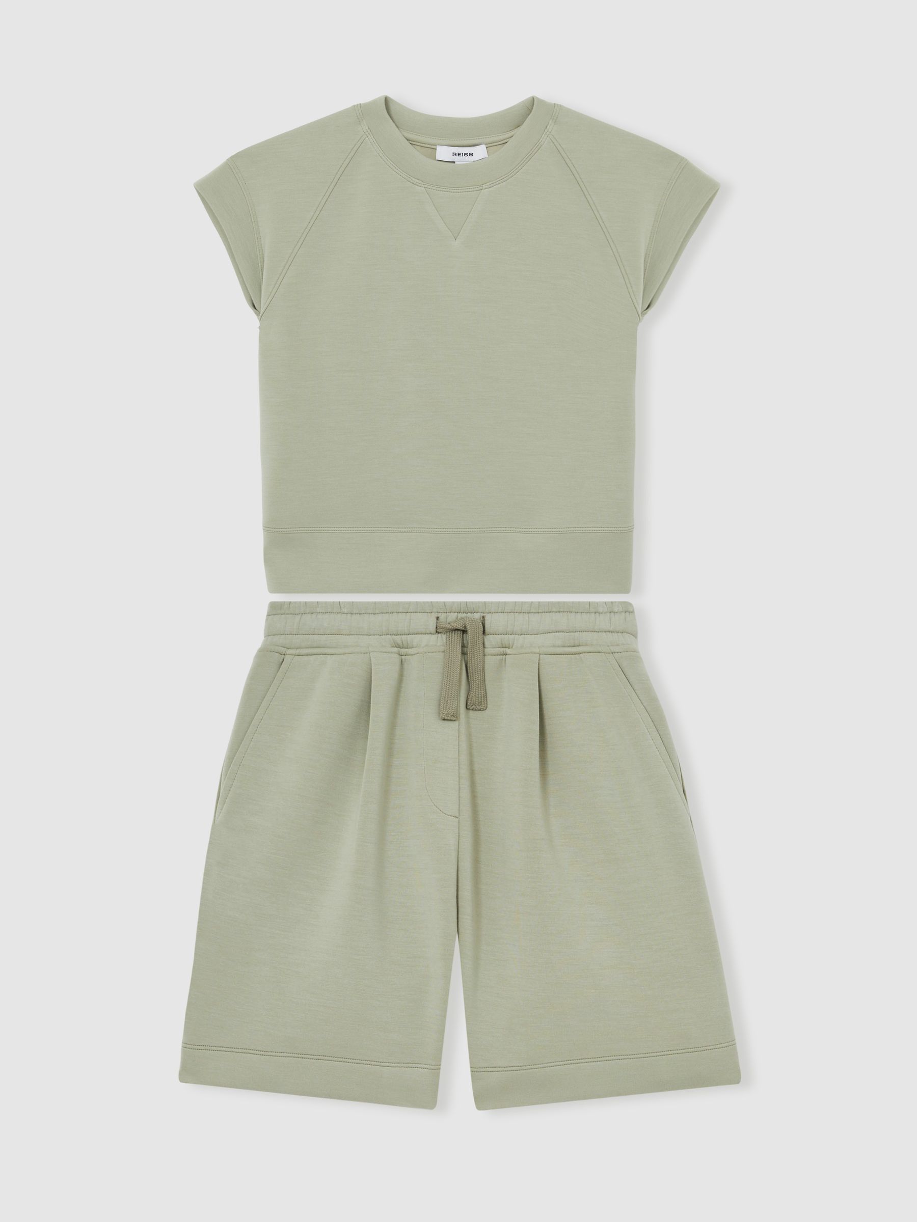 9-13 yrs Modal-Blend Sweatshirt And Shorts Set in Sage