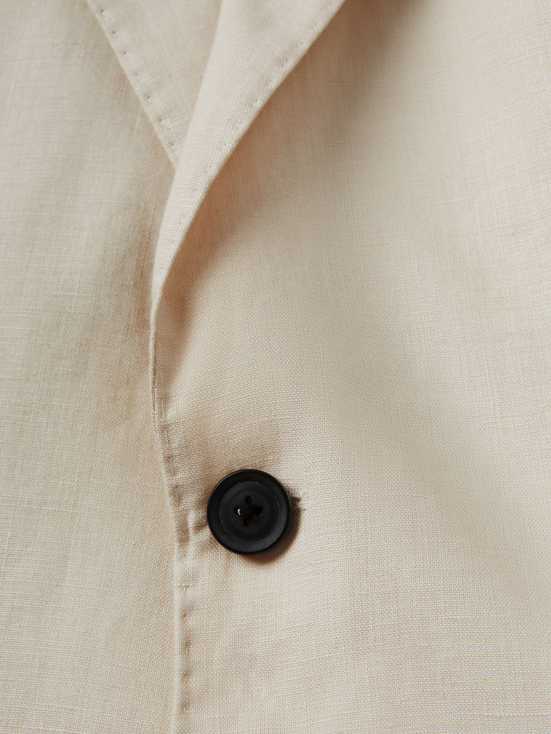 Slim-Fit Single Breasted Linen Blazer in Stone