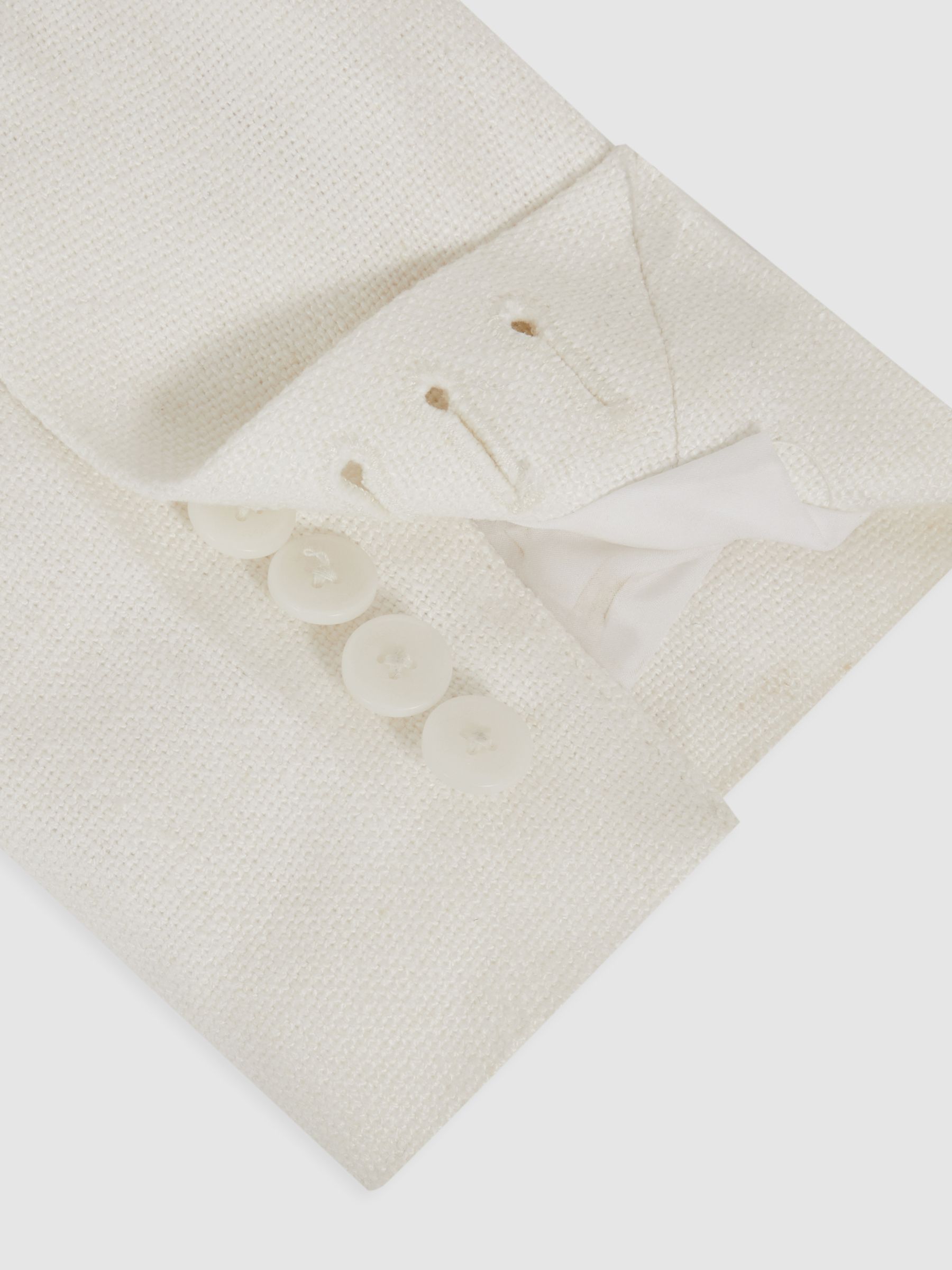 Petite Linen-Blend Double-Breasted Suit Jacket in White