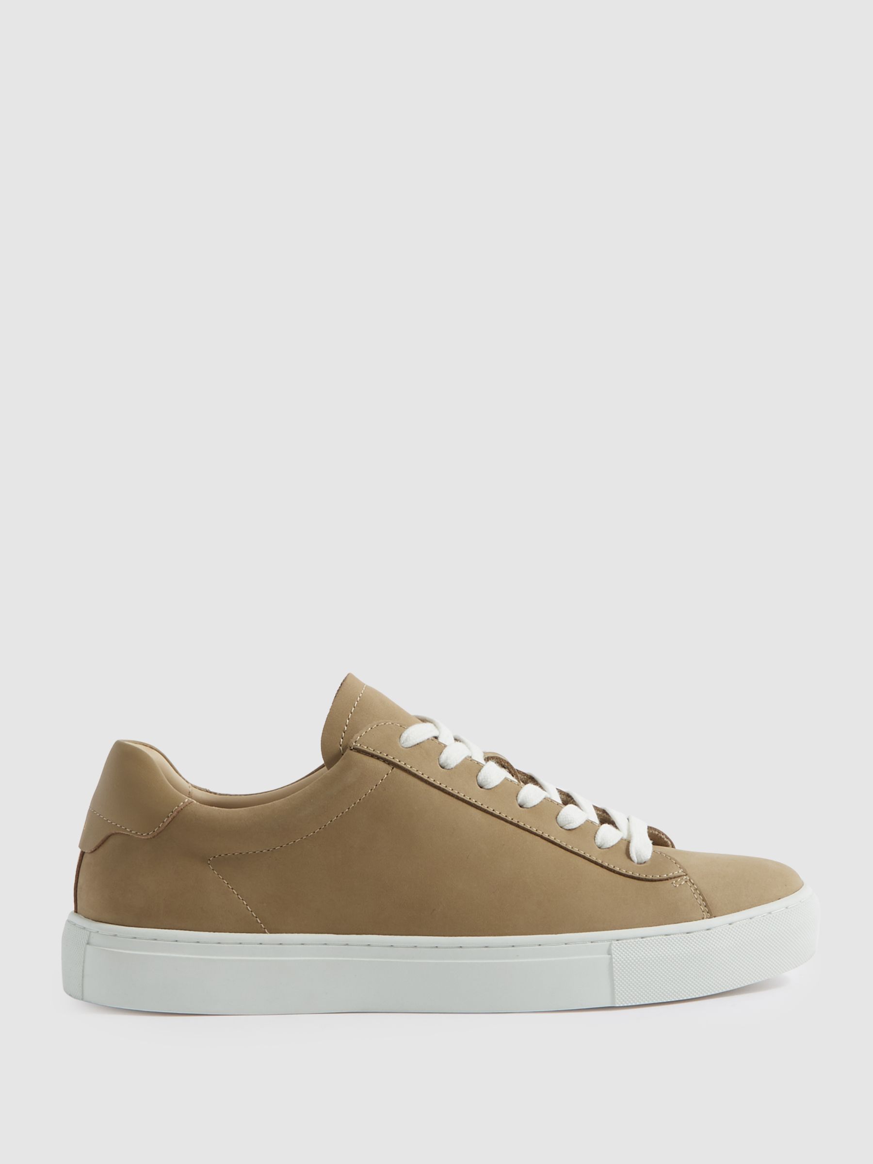 Nubuck Leather Low Top Trainers in Camel