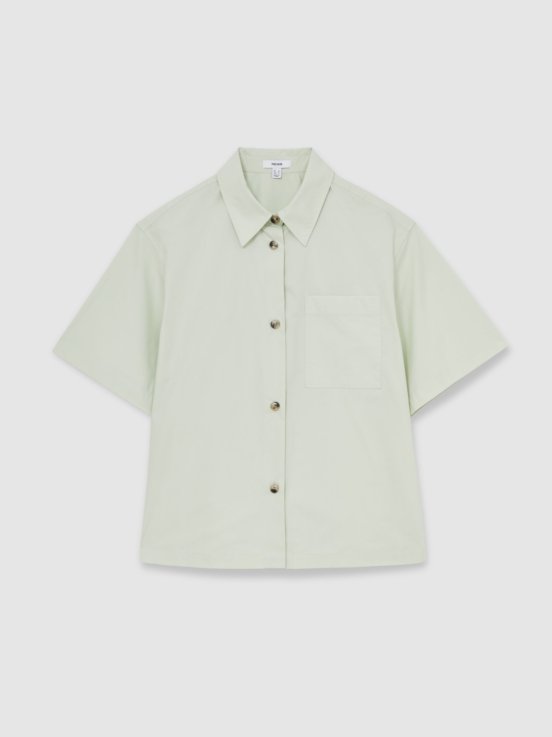 Cotton Short-Sleeve Shirt in Green