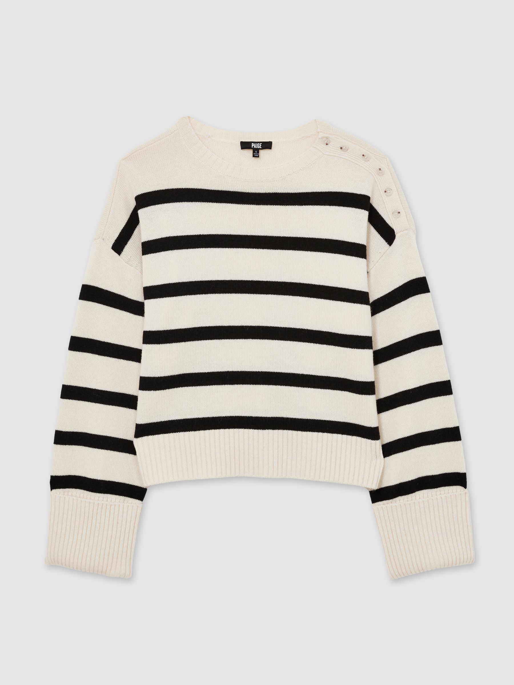 Paige Wool Blend White Jumper in White Stripes