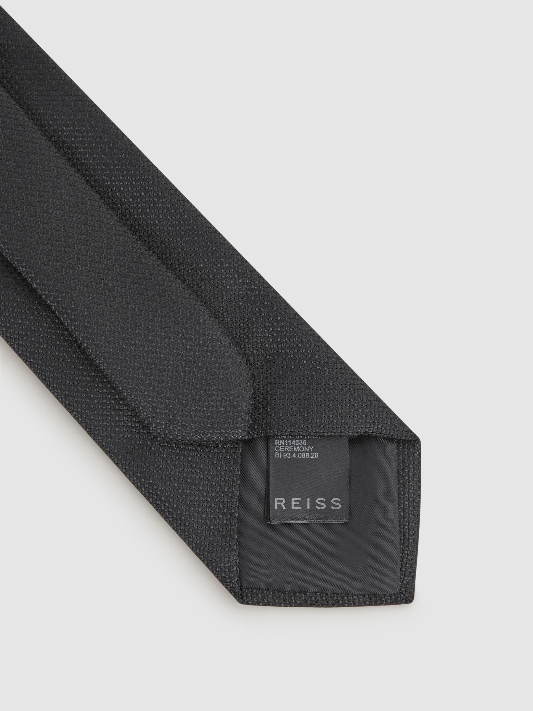 Textured Silk Blend Tie in Black