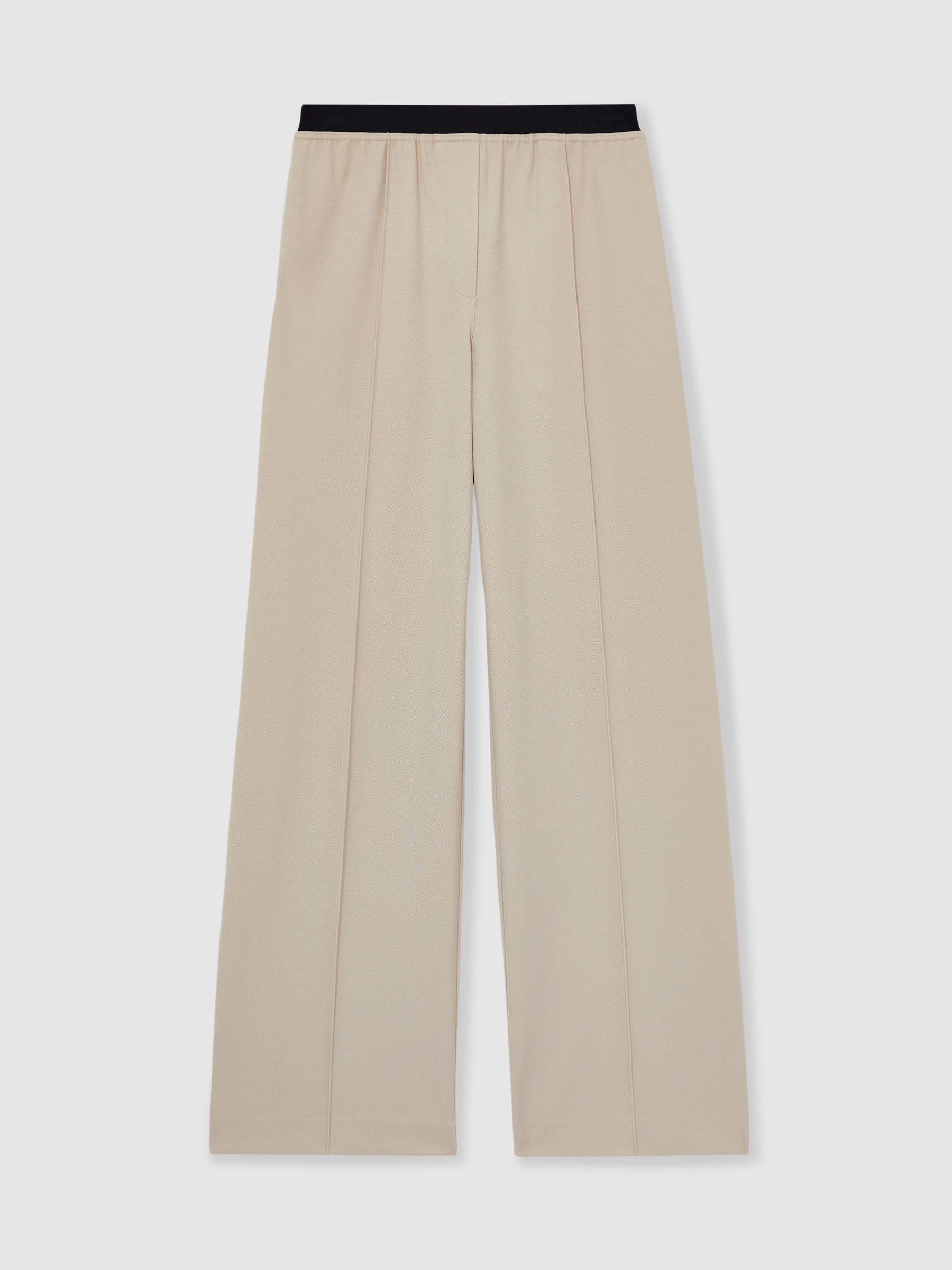 Petite Wide-Leg Elasticated-Waistband Trousers in Neutral