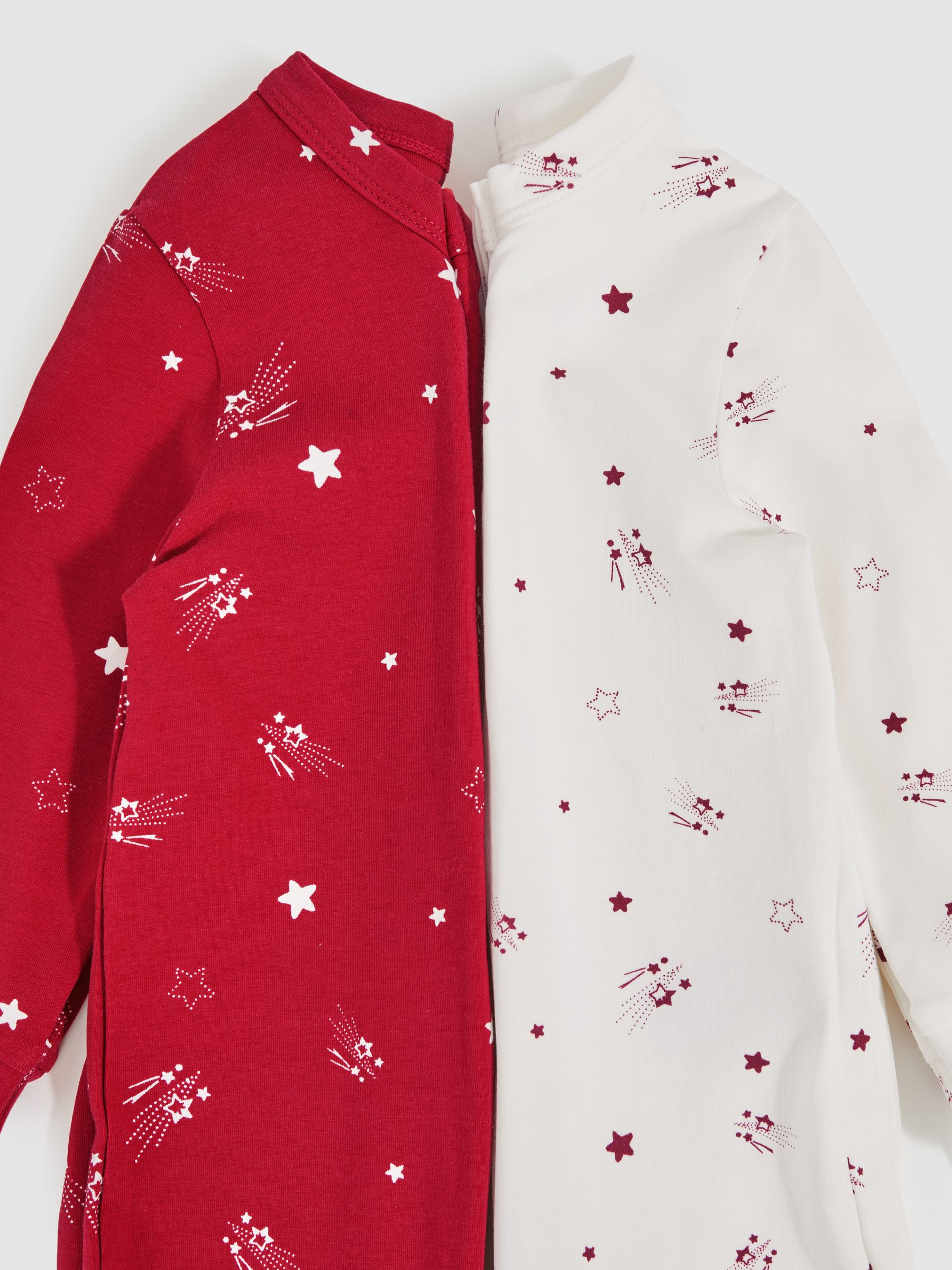 2 Pack Bird-Print Jersey Sleepsuits in Red Print