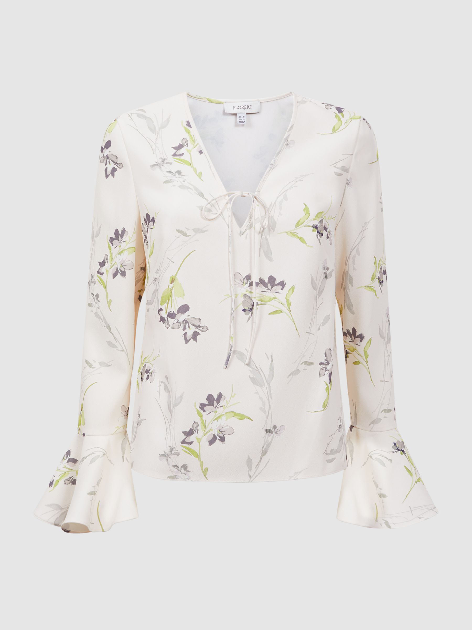 Florere Floral V-Neck Top in Cream