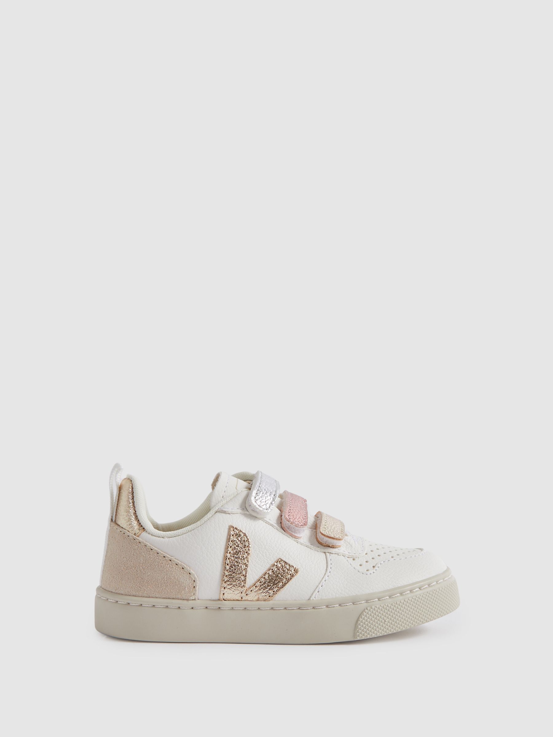 Veja Suede Velcro Trainers in White Multi