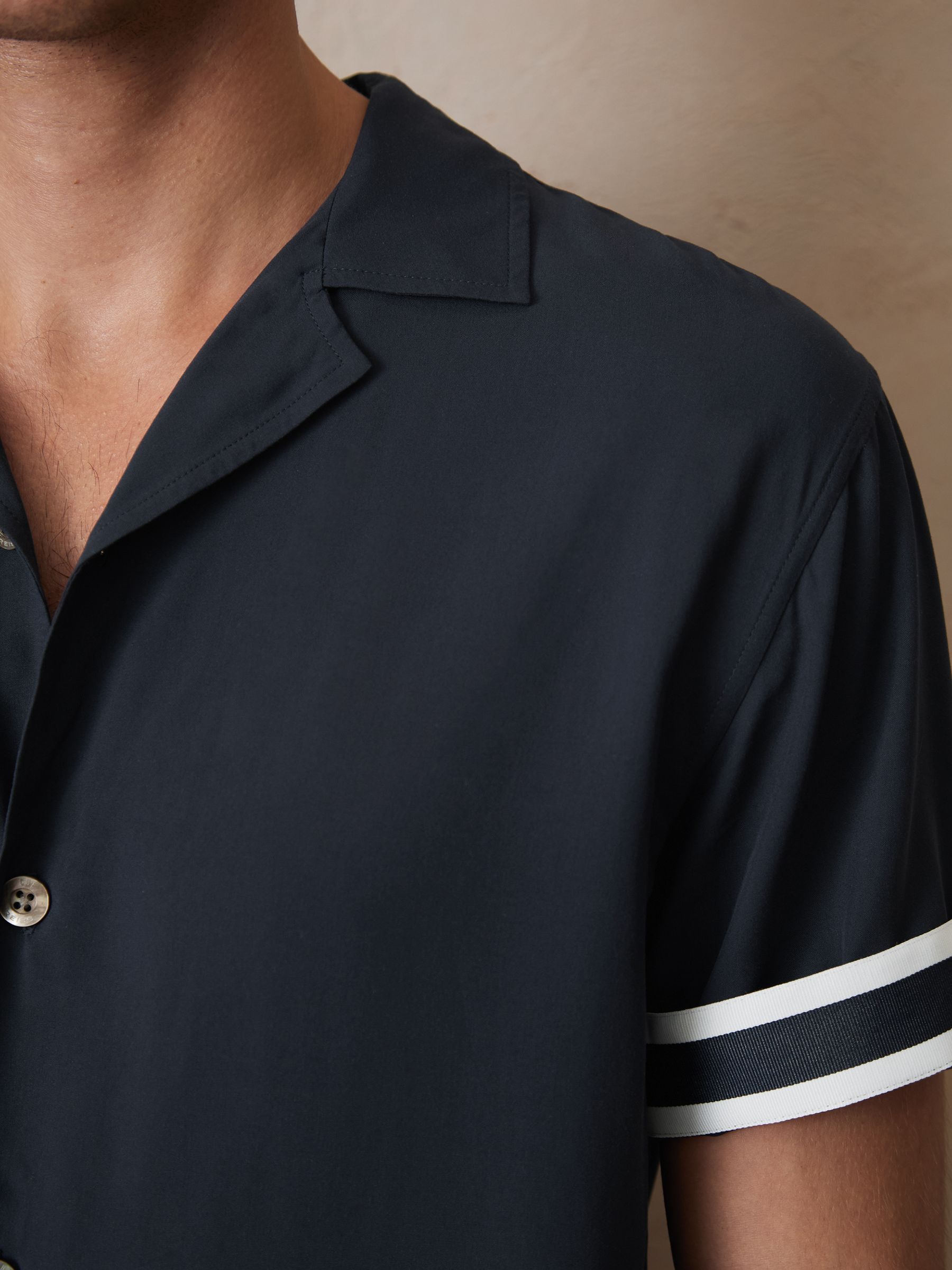 Reiss | Ché Stripe-Cuff Shirt in Navy