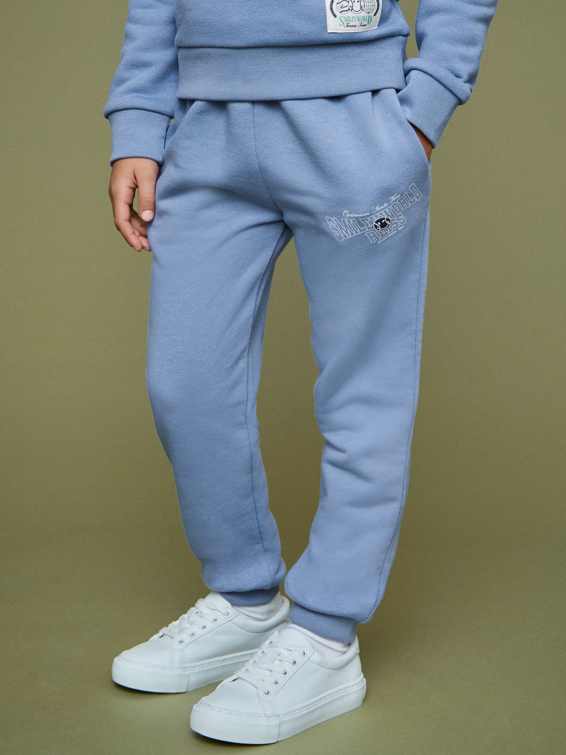 13-14 yrs SmileyWorld | Reiss Cuffed Joggers Unisex Fit in Blue