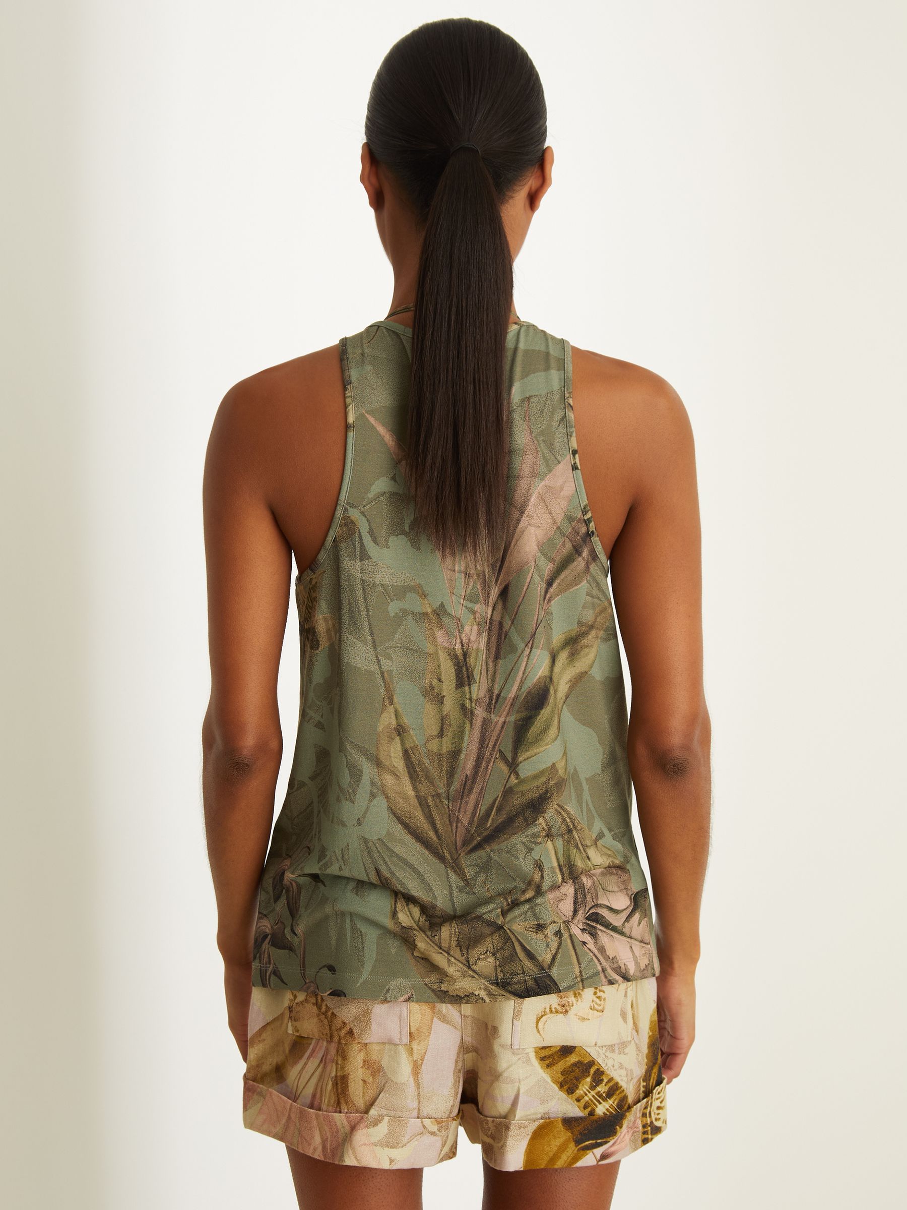 Reiss | NYBG Floral Scoop-Neck Vest in Khaki
