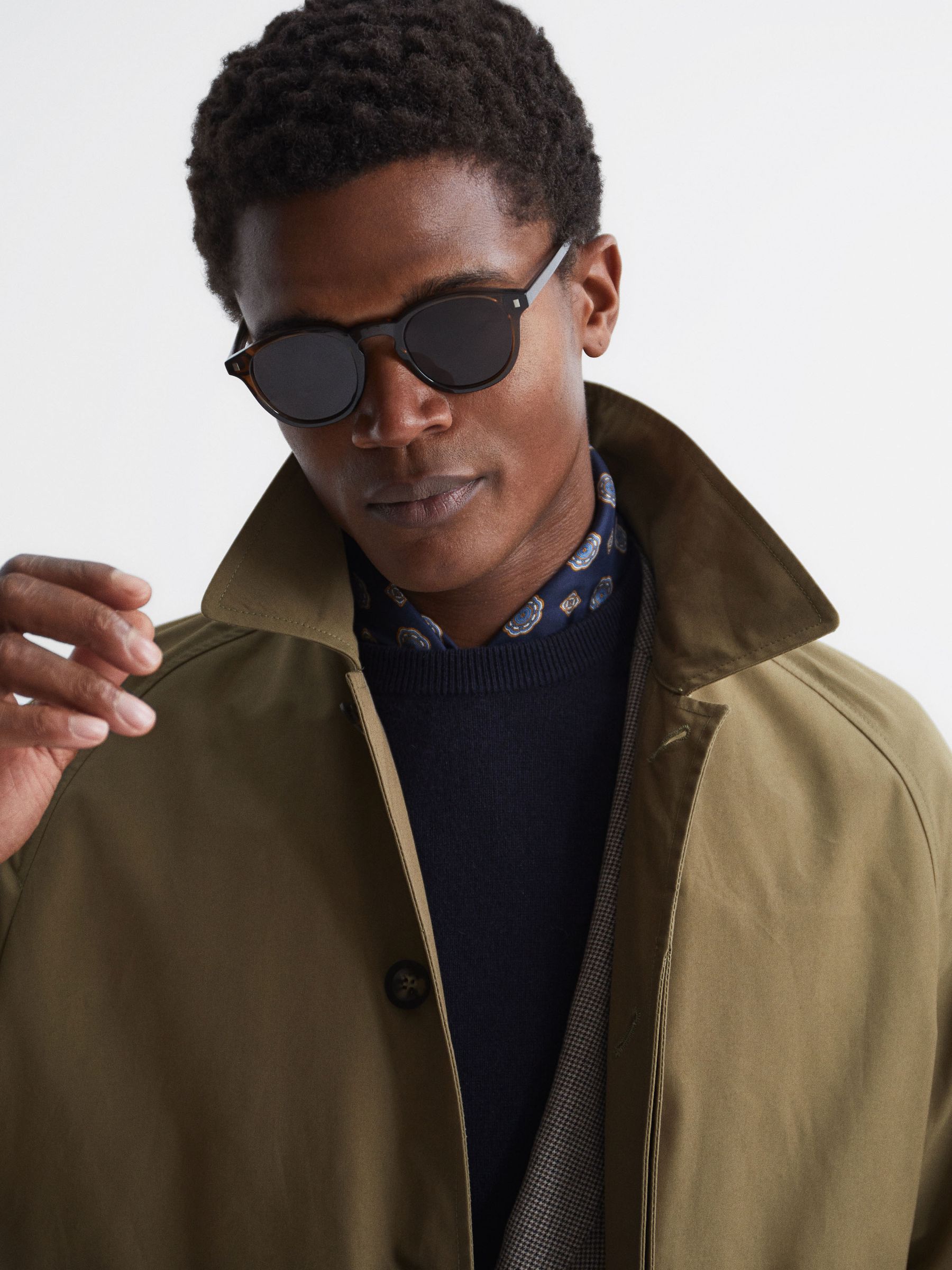 Private White Mid-Length Trench Coat in Sage