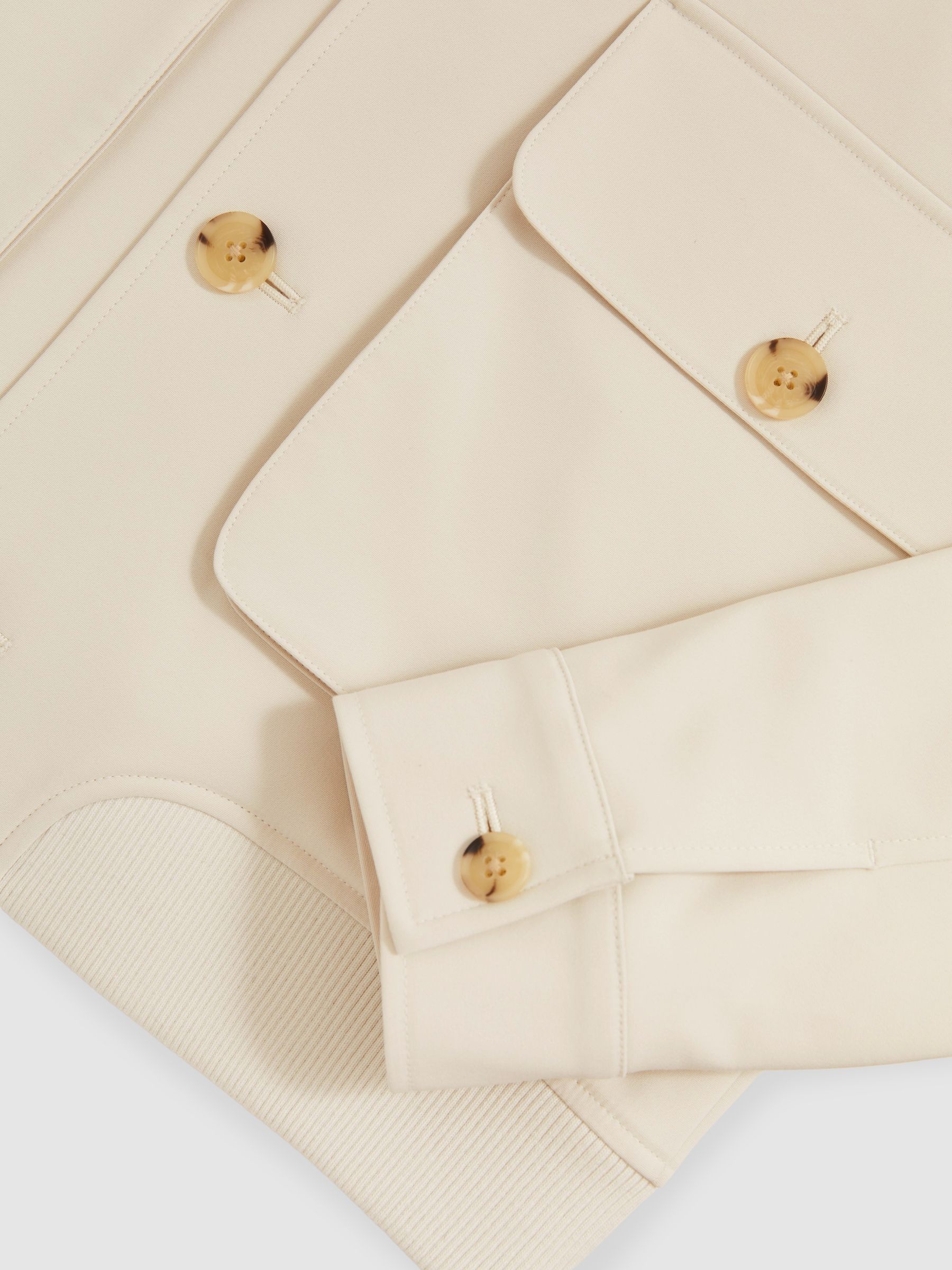 Cotton-Blend Button-Through Jacket in Light Stone