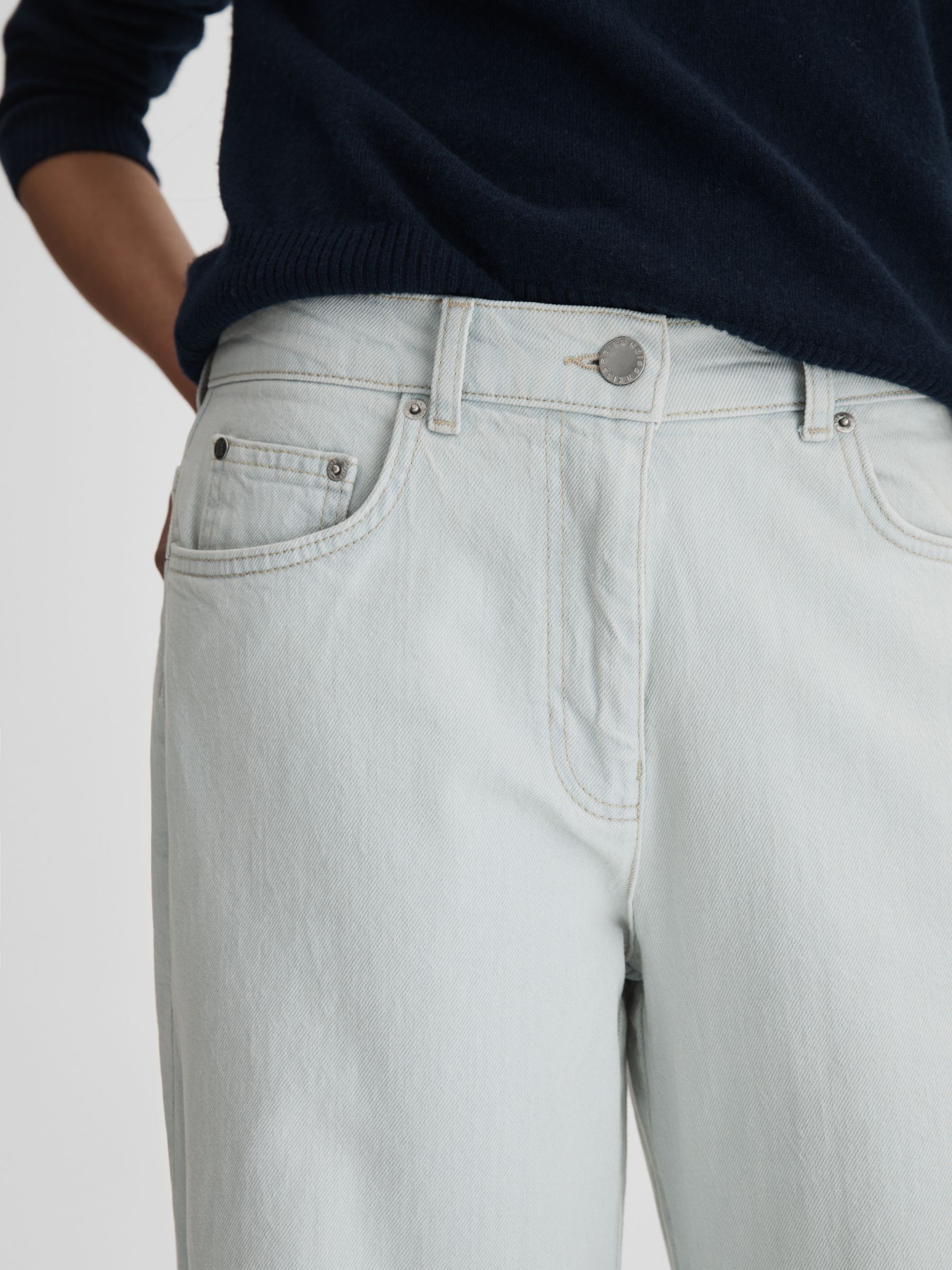 Flared Side Seam Jeans in Light Blue