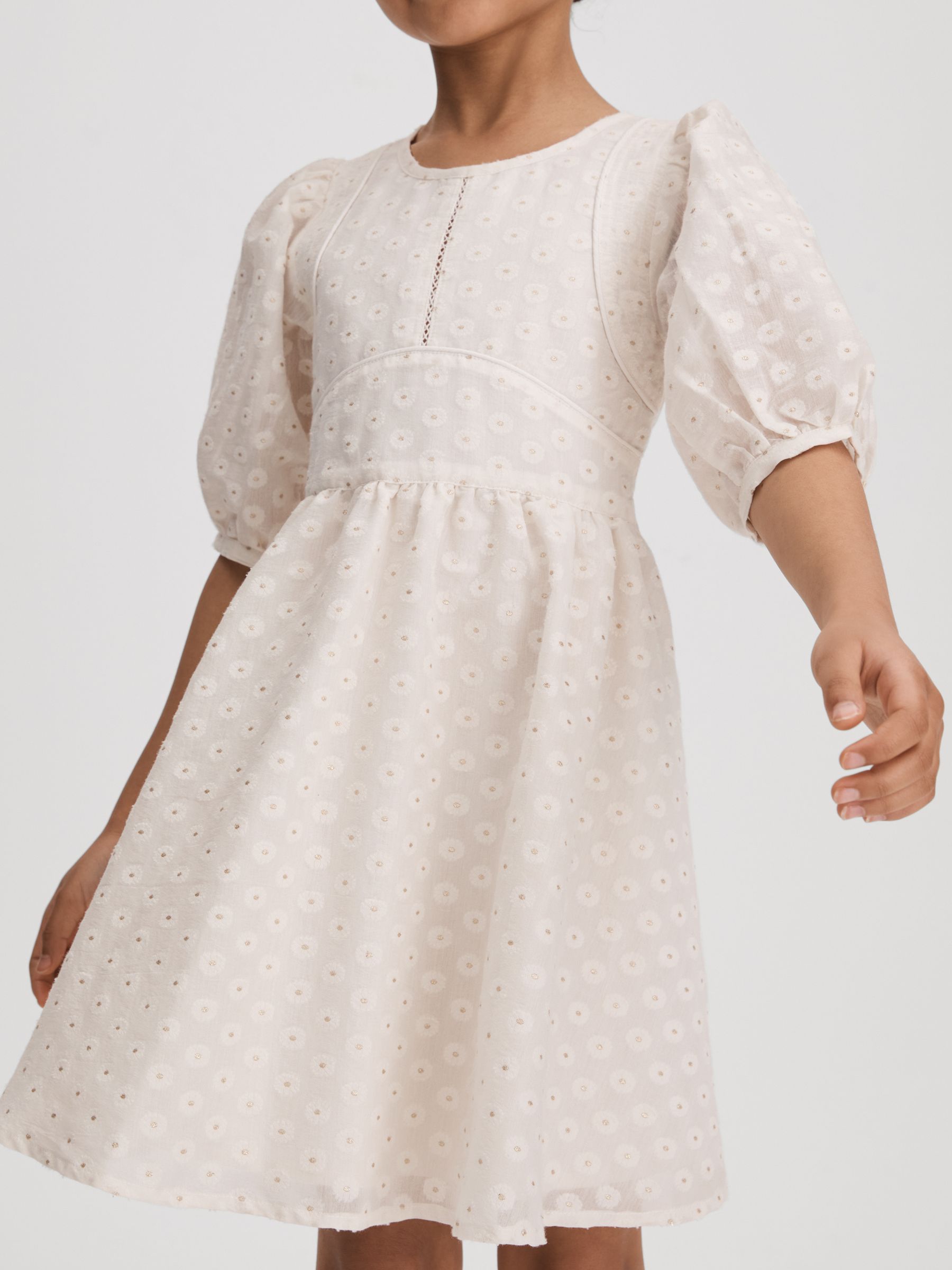 9-13 yrs Metallic Polka Dot Dress in Ivory