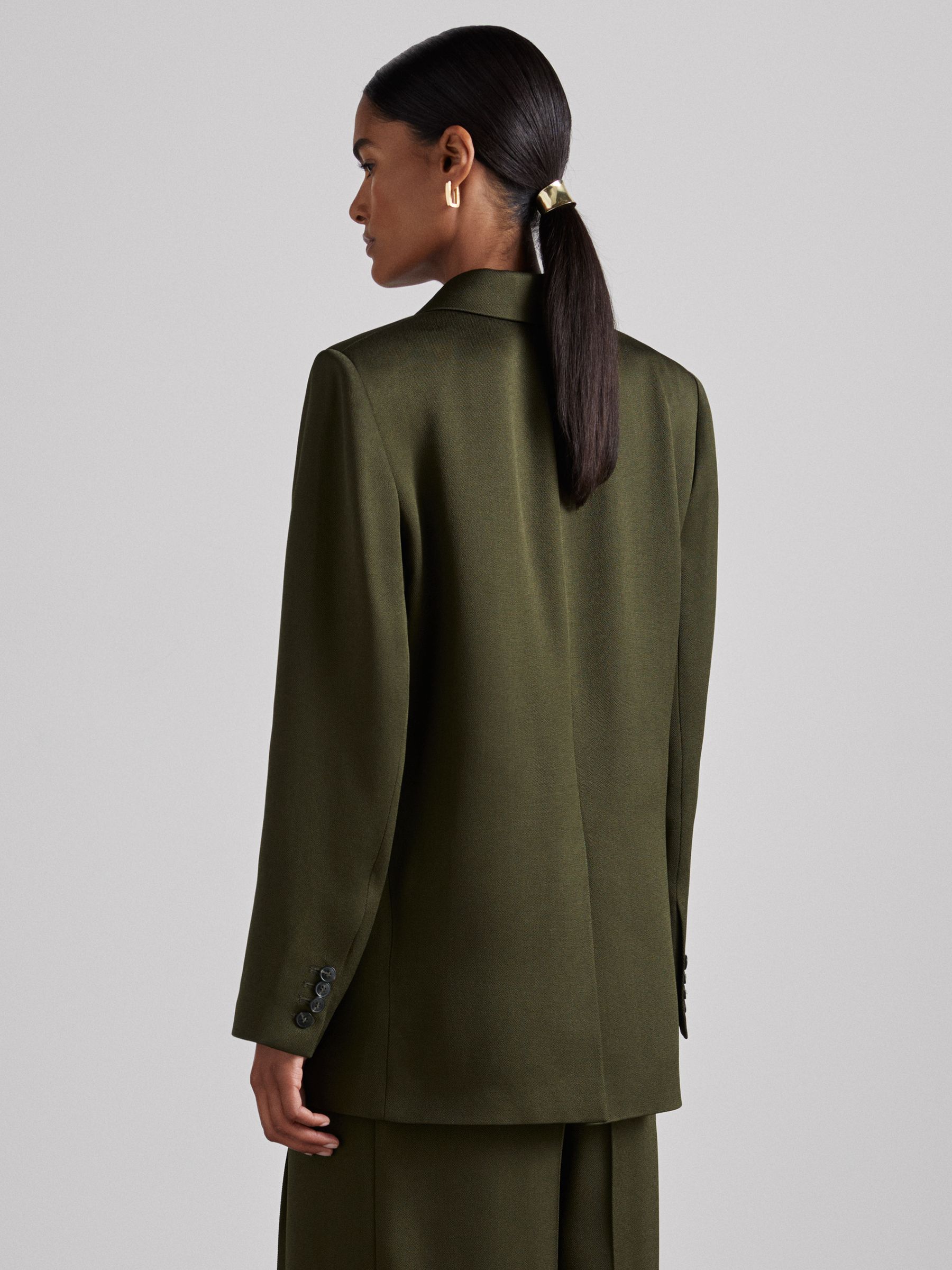 Atelier Double-Breasted Crepe Suit Jacket in Green
