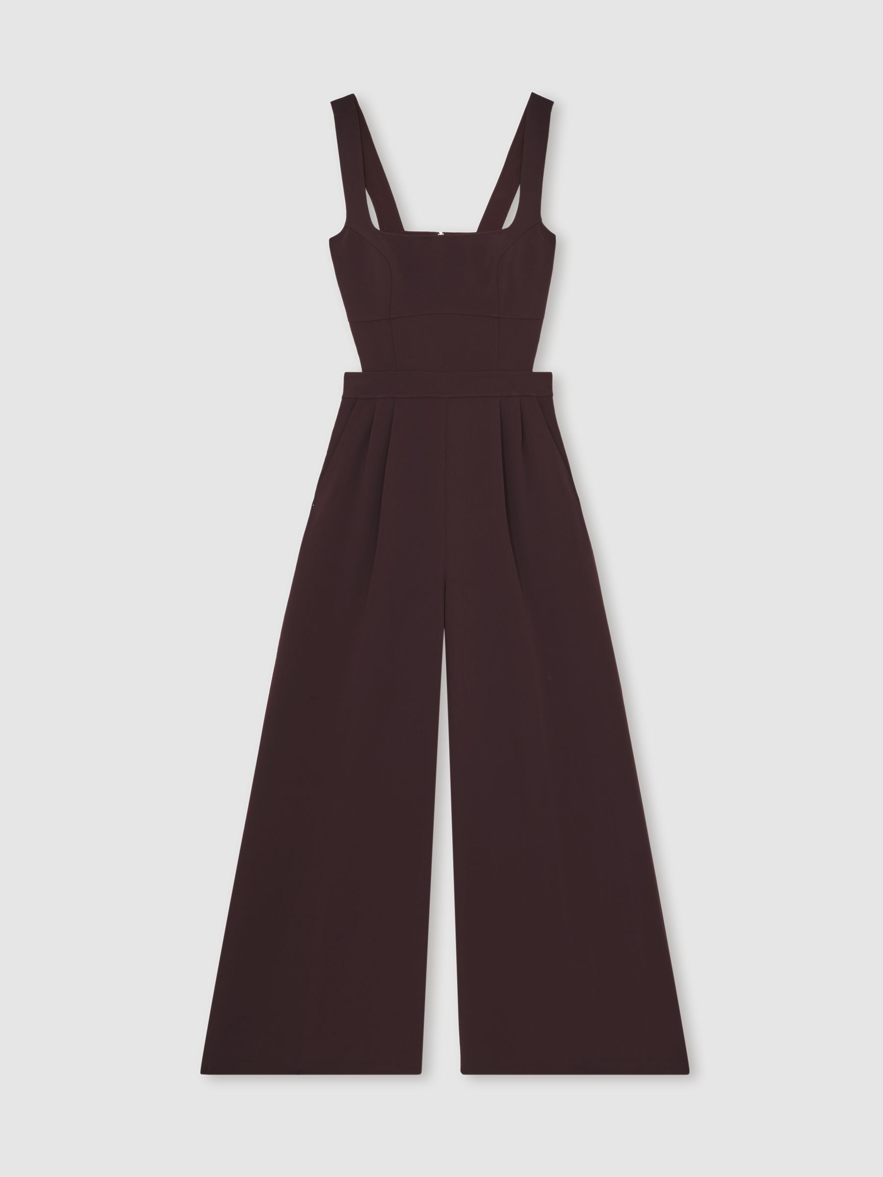 Petite Wide-Leg Cut-Out Jumpsuit in Burgundy