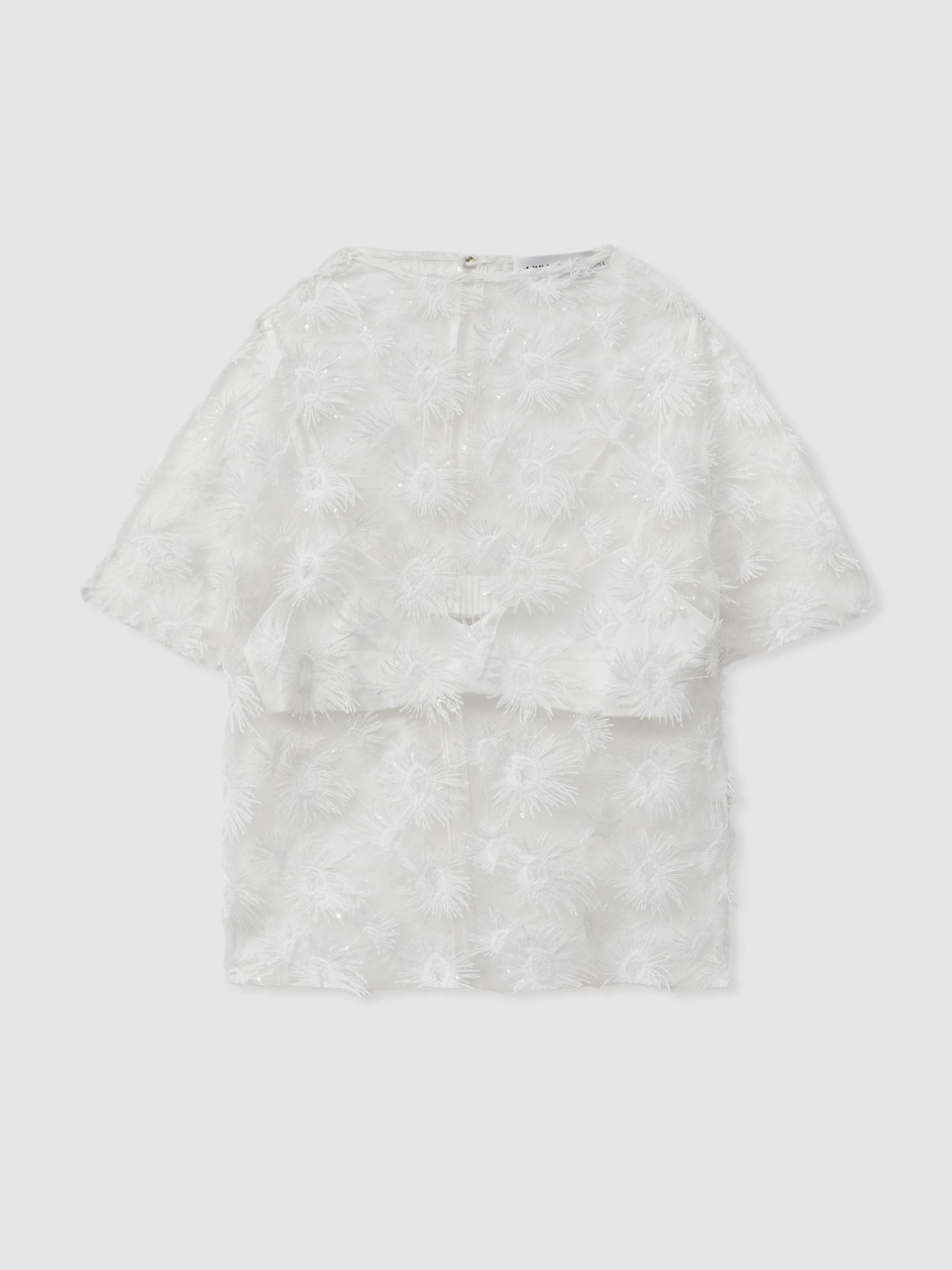 Coco White Anna Quan Sheer Applique Top