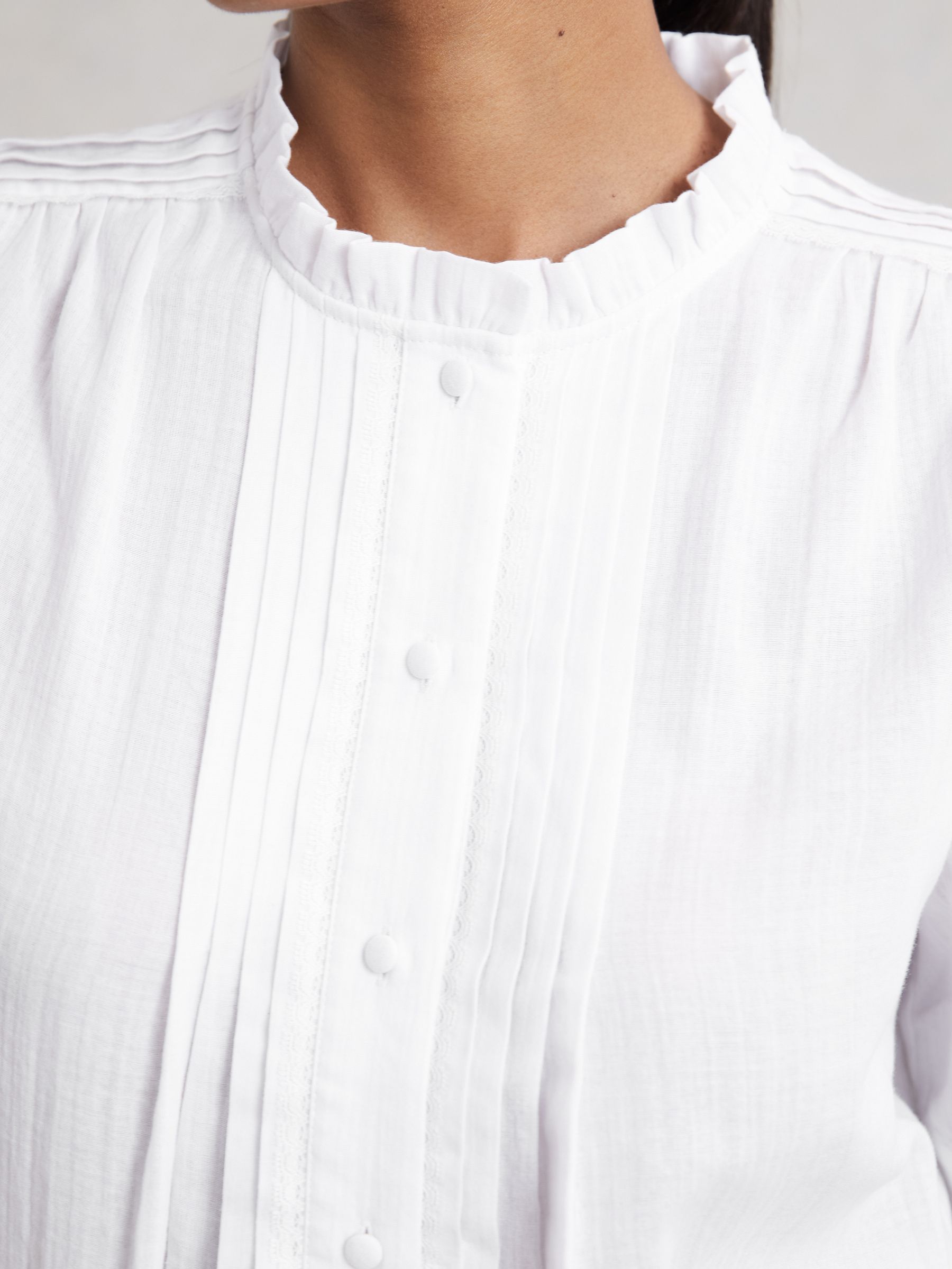 Cotton Cheesecloth Pleated Top in White