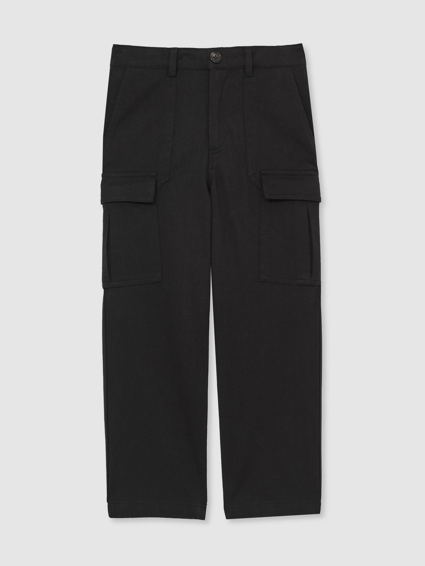 3-9 yrs 100% Cotton Straight Leg Cargo Trousers in Black