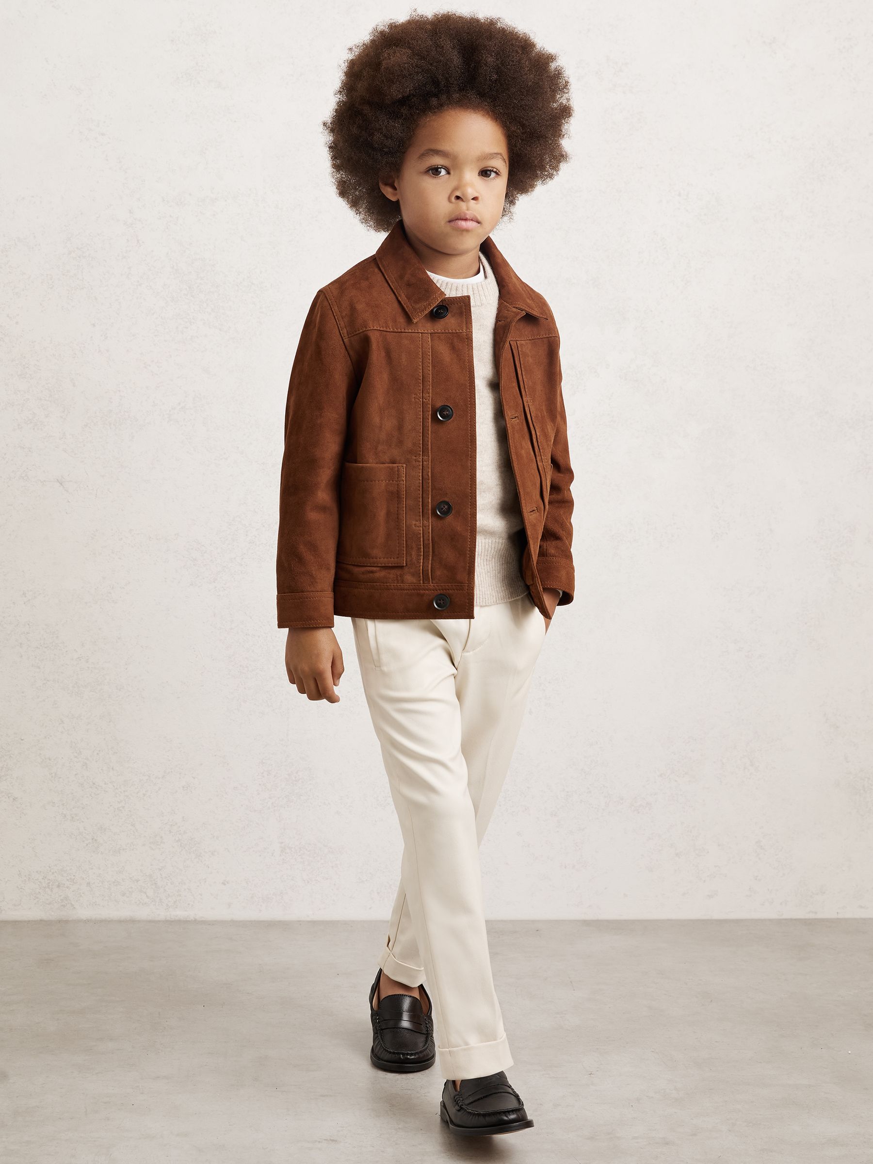 3-9 yrs Relaxed-Fit Pleated Tapered Trousers in Off White