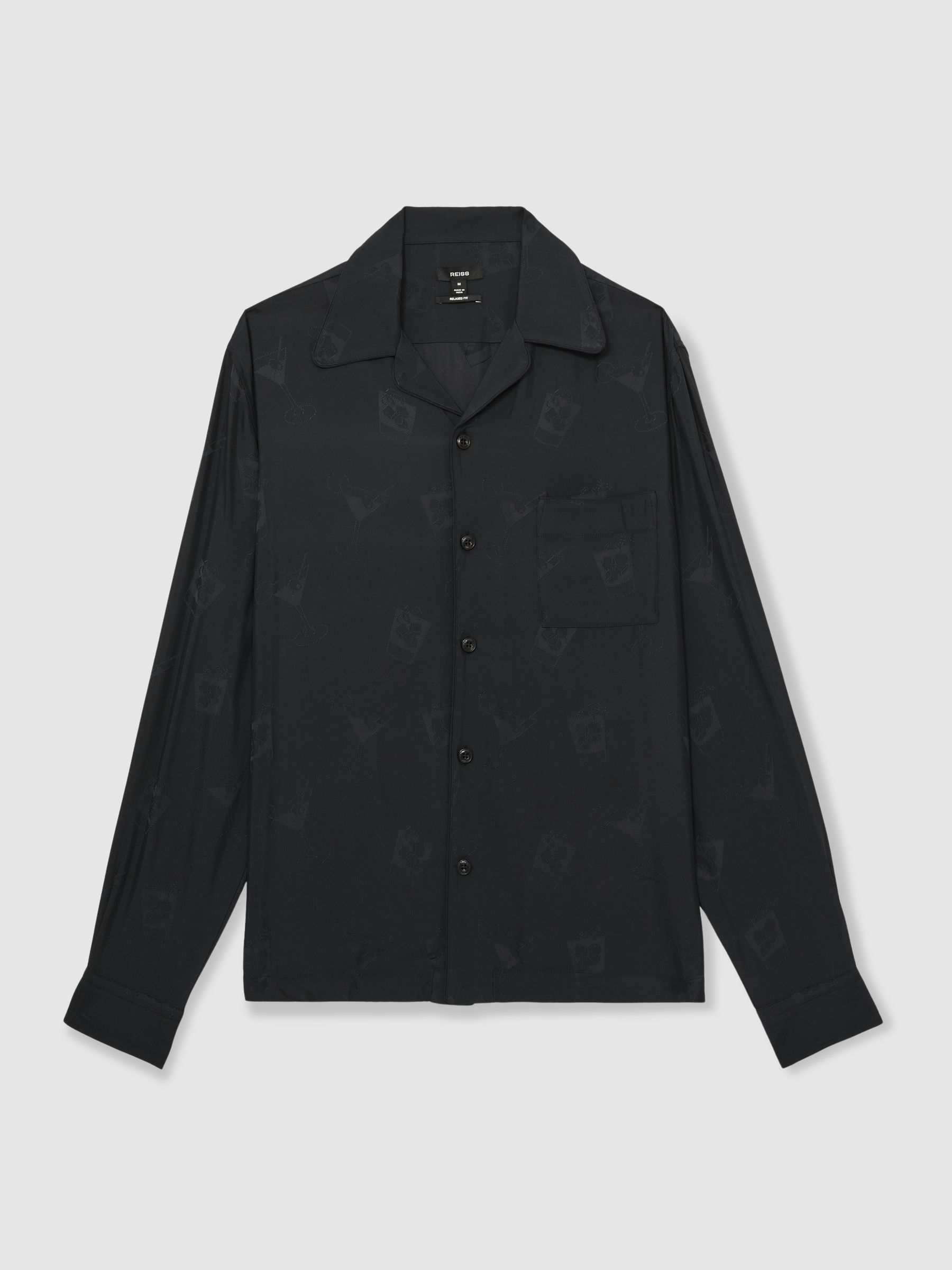 Cocktail-Jacquard Faille Shirt in Navy