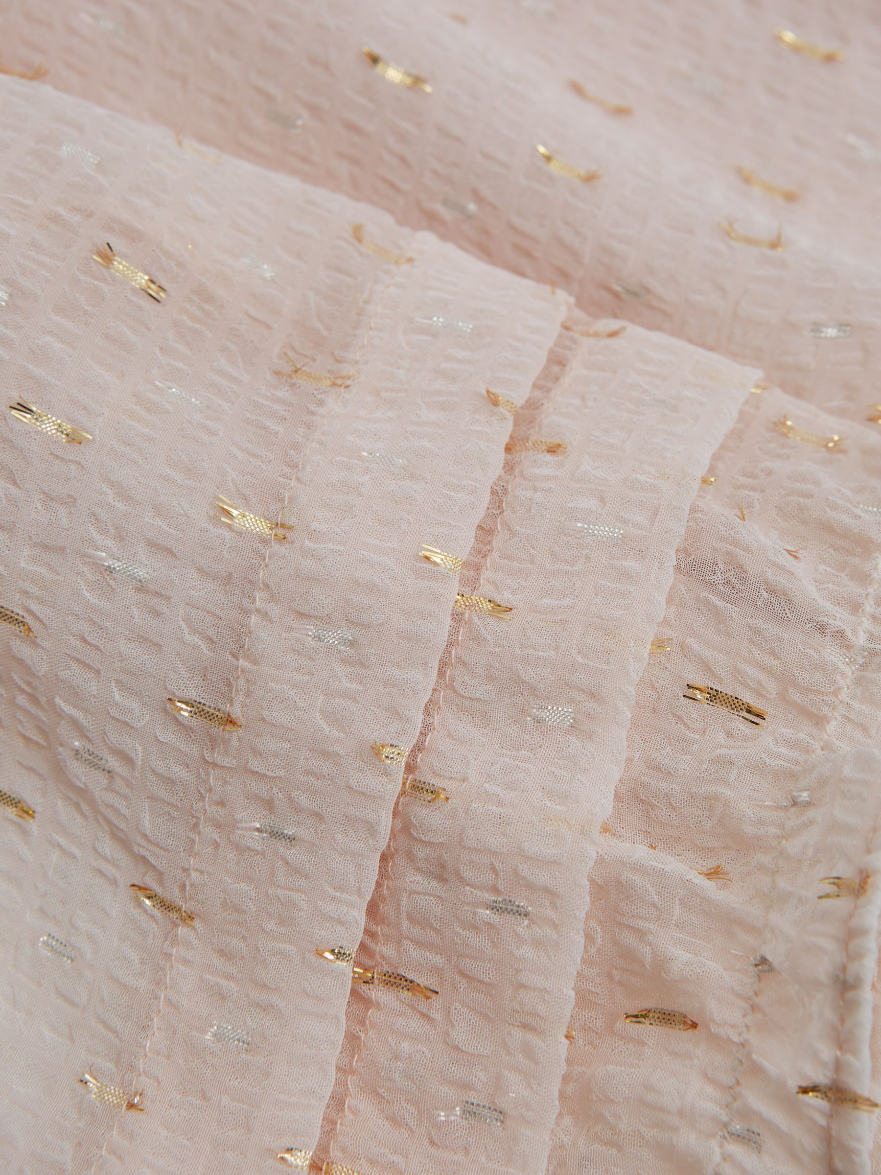 9-12 yrs Ruched Shoulder Metallic Detail Dress in Pink