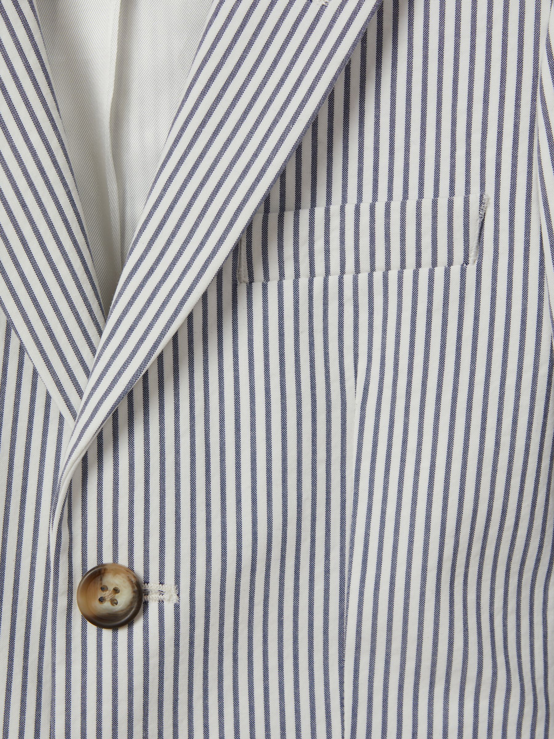 9-13 yrs Single Breasted Seersucker Blazer in Soft Blue