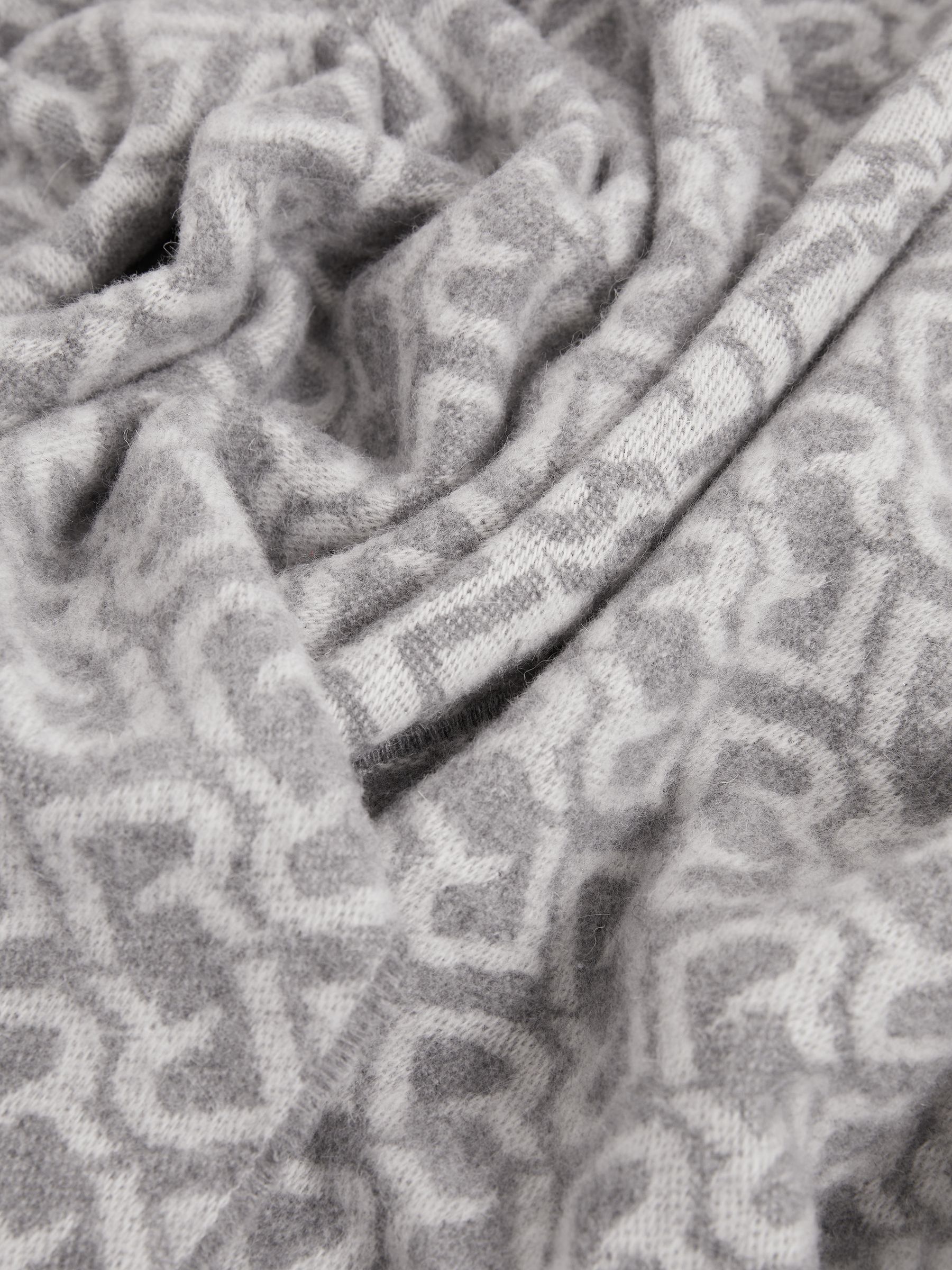 Logo-Jacquard Scarf With Wool in Charcoal / Off White