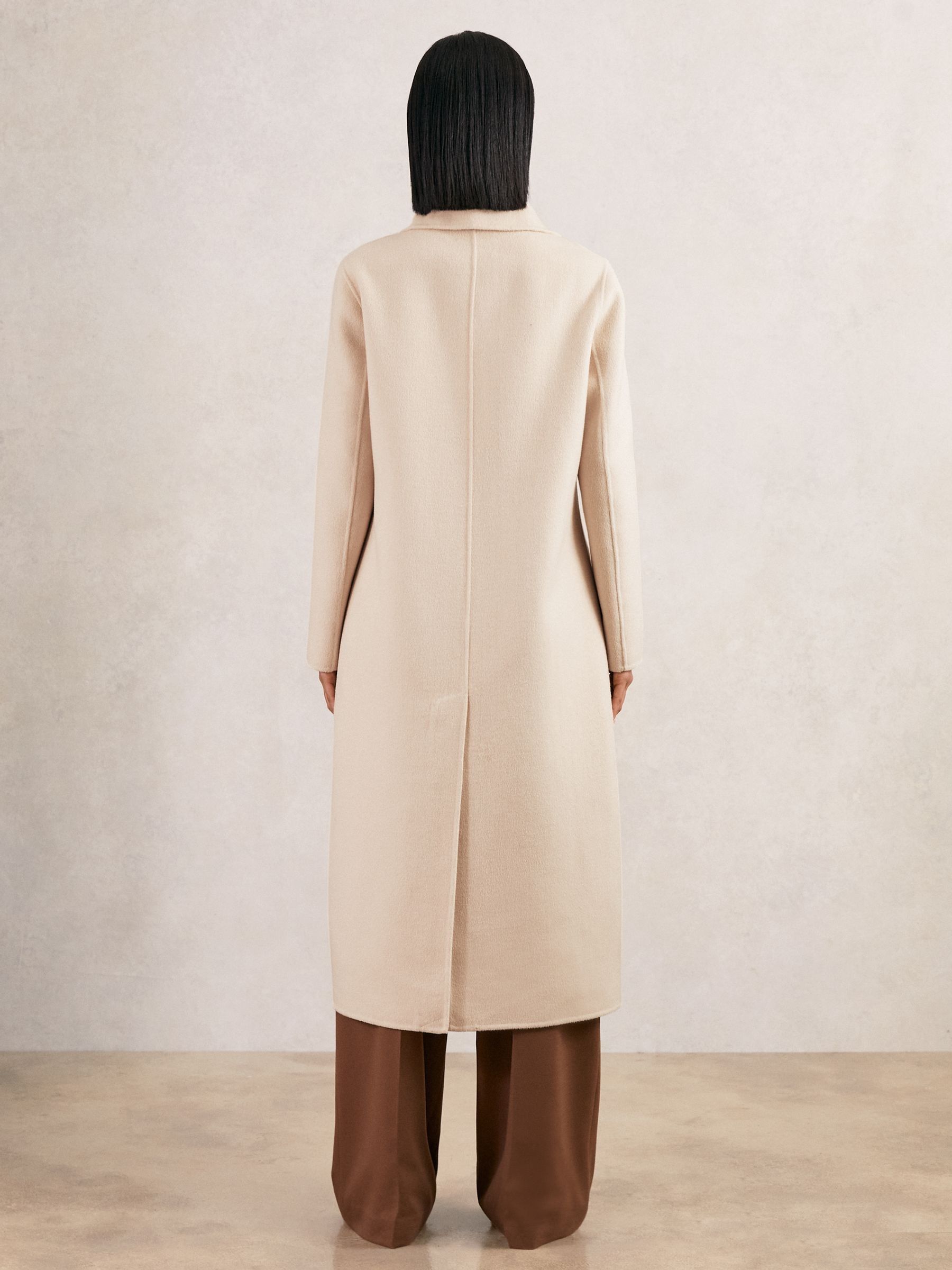 Wool-Blend Scarf Blindseam Coat in Cream