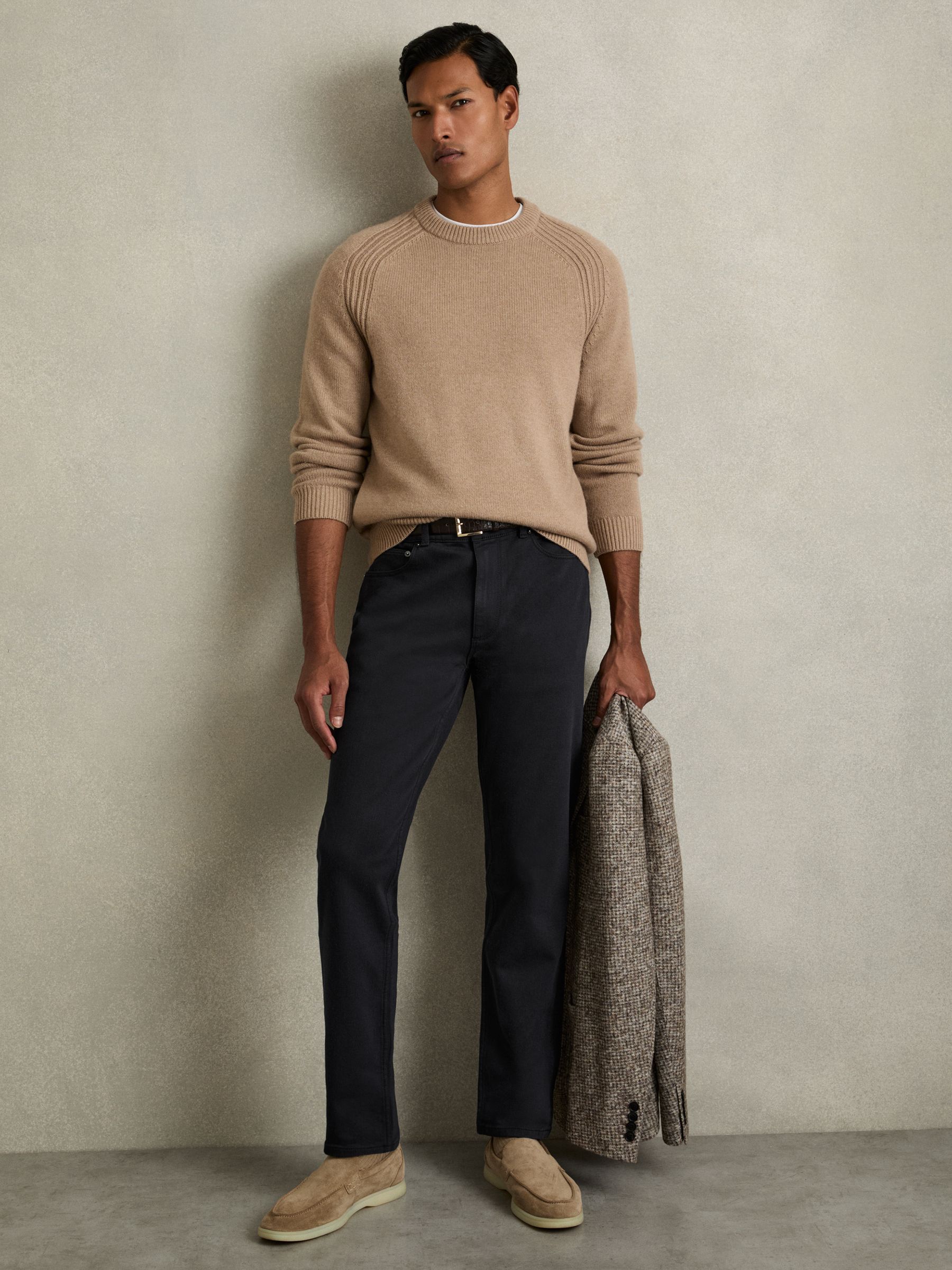 Cotton-Stretch Slim-Fit Jeans in Navy