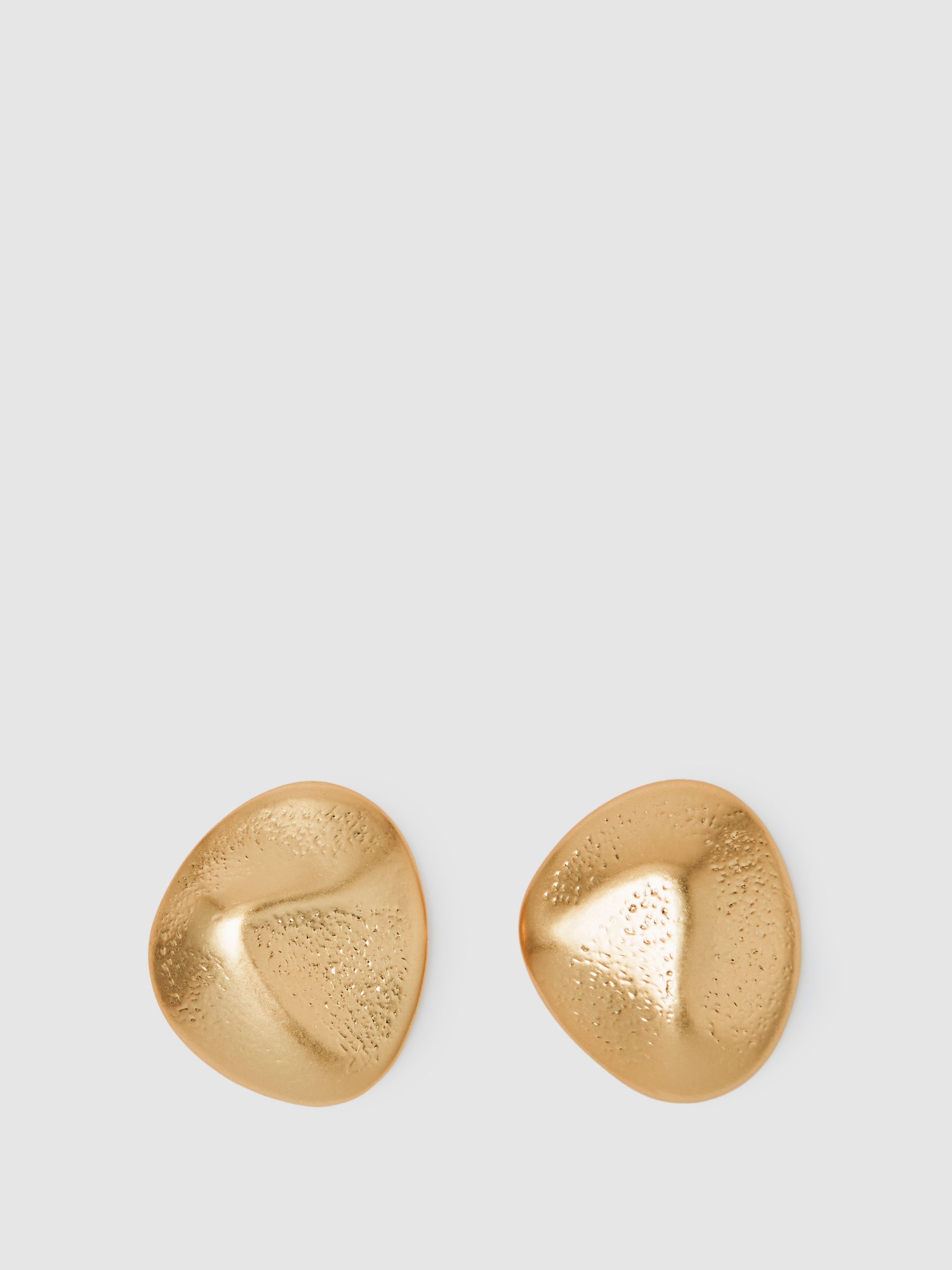 Tone Textured Pebble Earrings in Gold