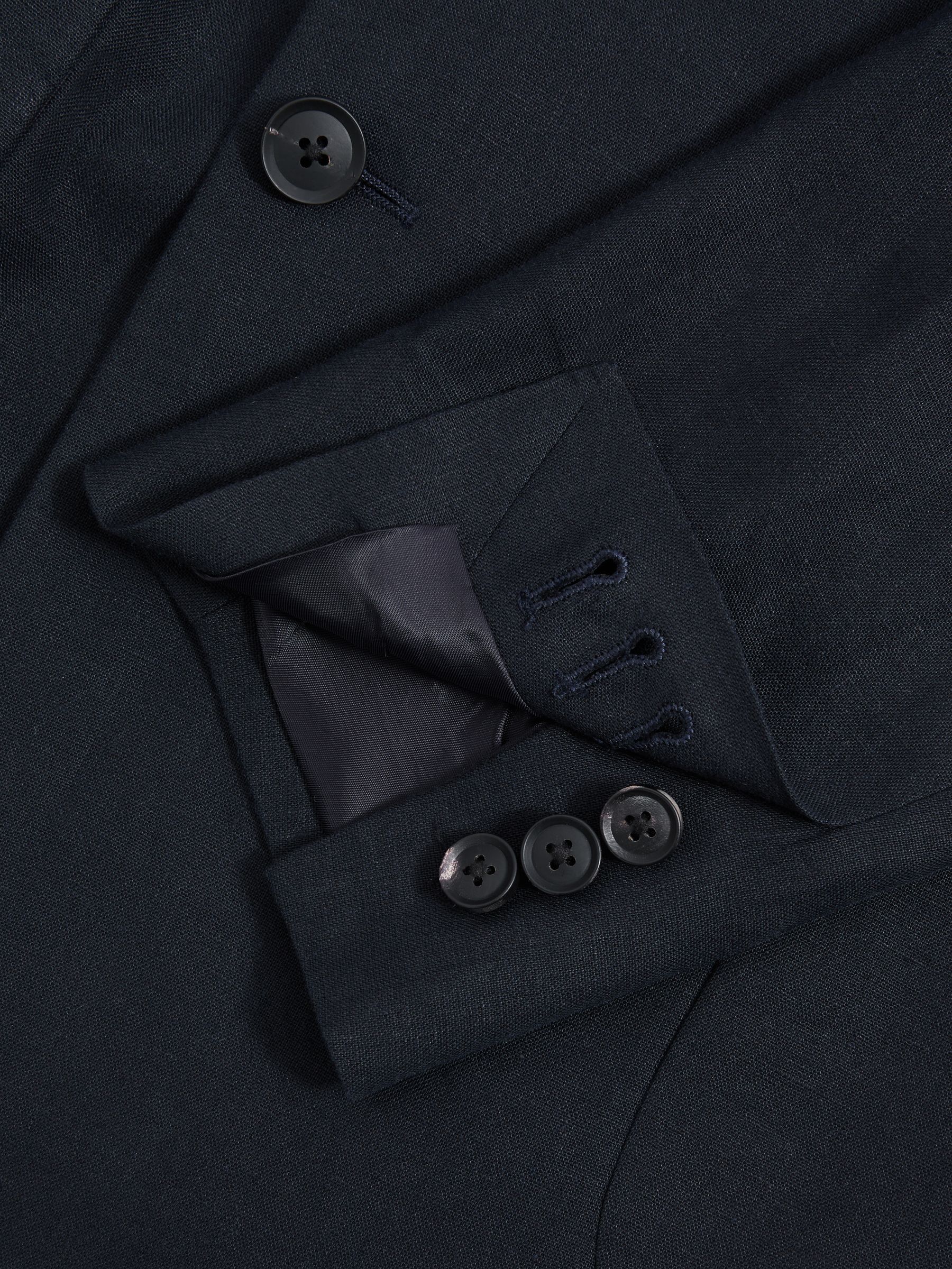 Double Breasted 100% Linen Slim Fit Blazer in Navy