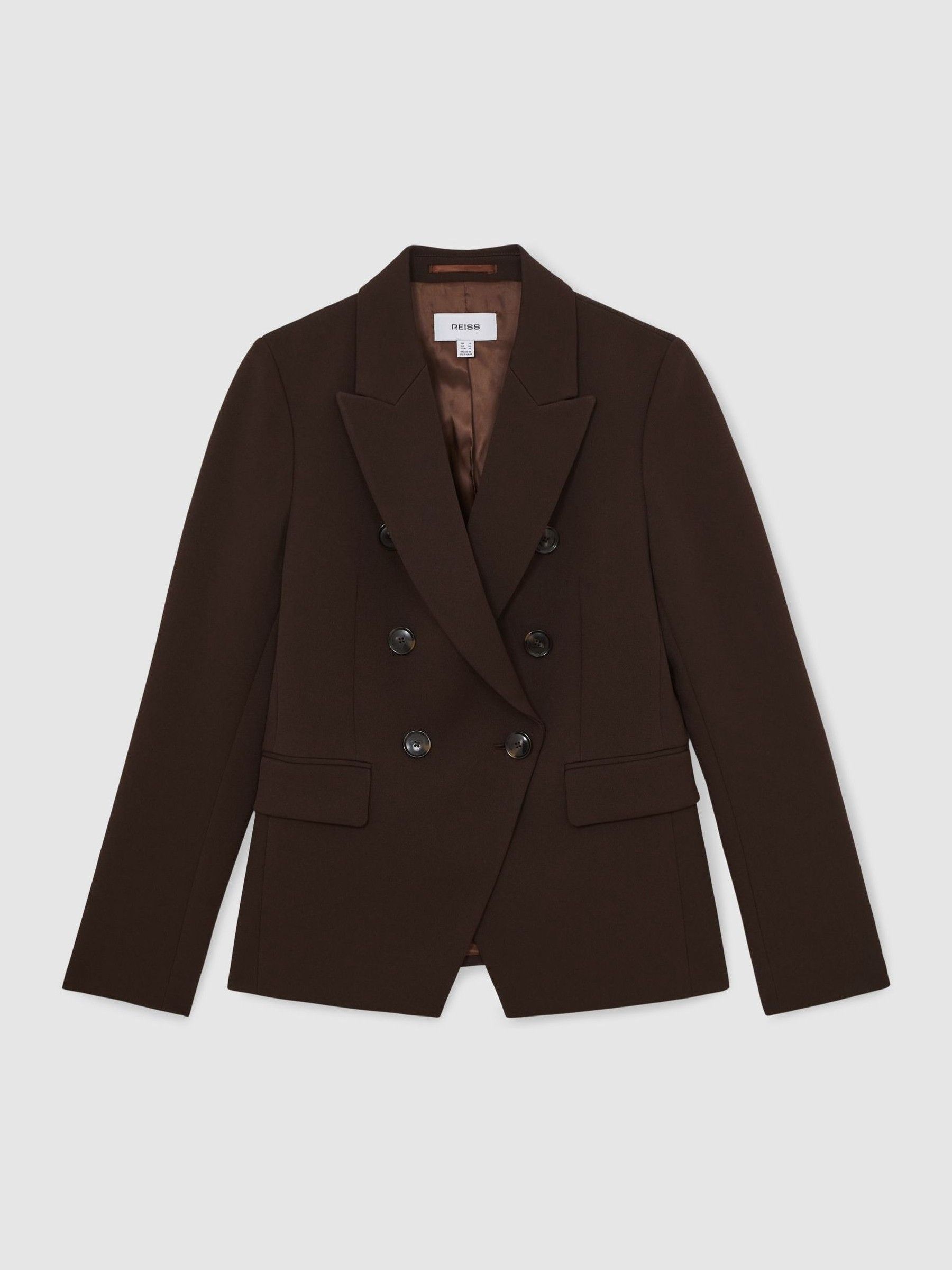 Double-Breasted Suit Blazer in Chocolate Brown