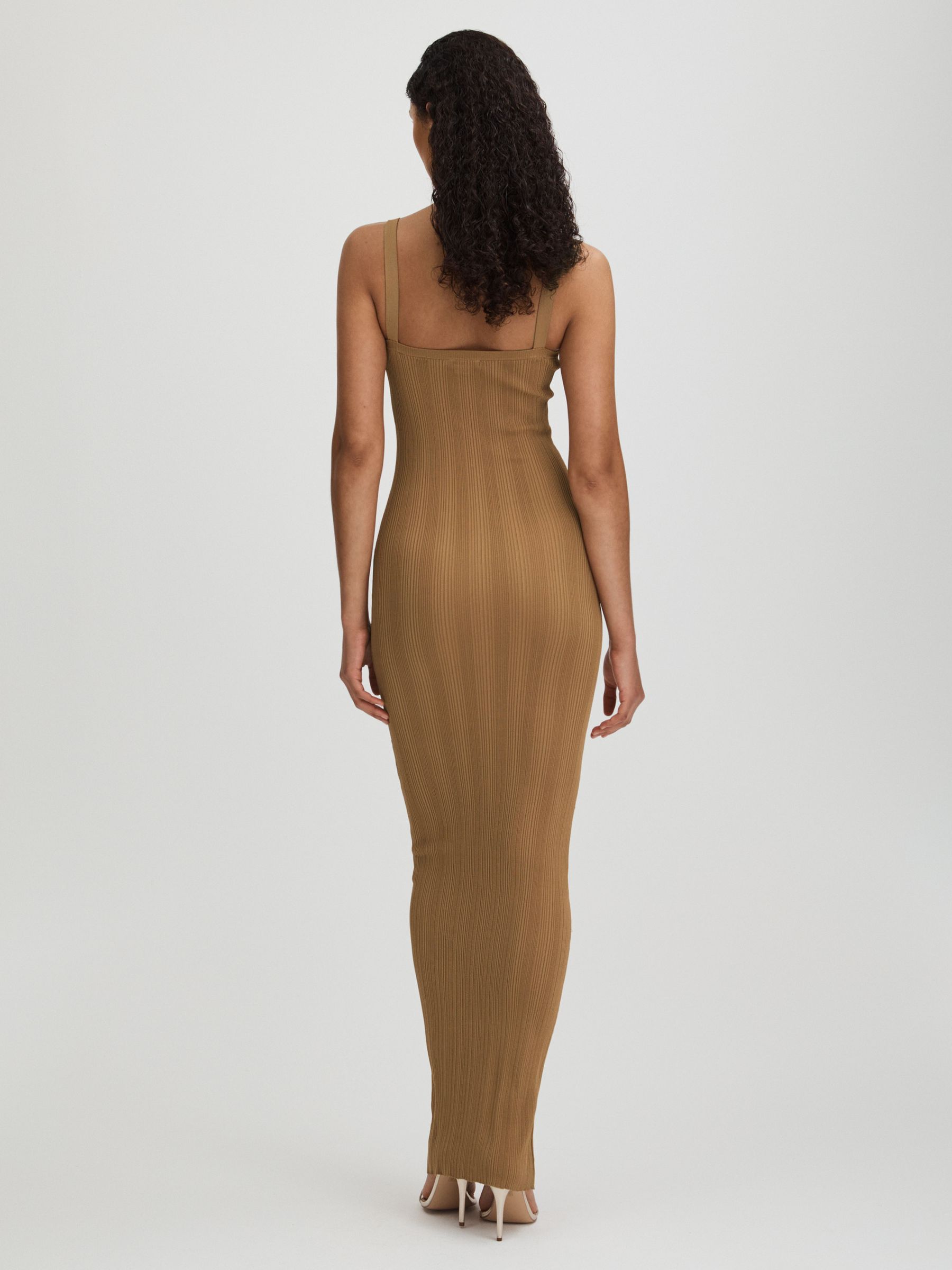 Good American Plisse Maxi Dress in Tan