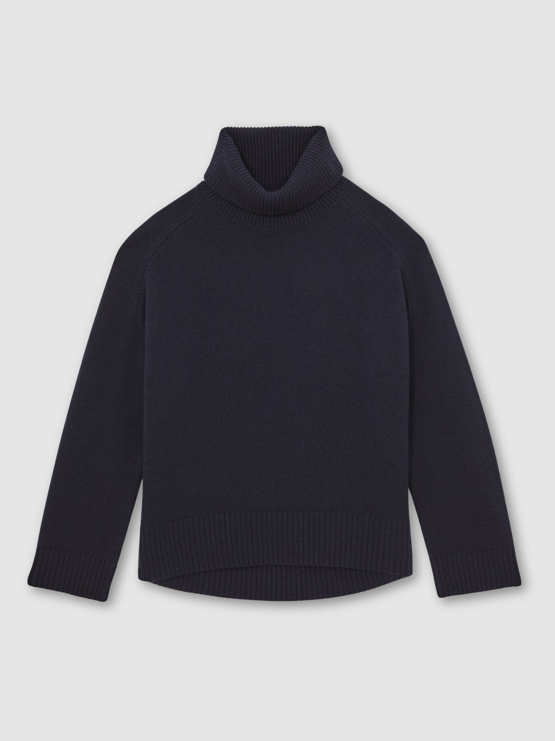 Wool-Cashmere Roll-Neck Jumper in Navy
