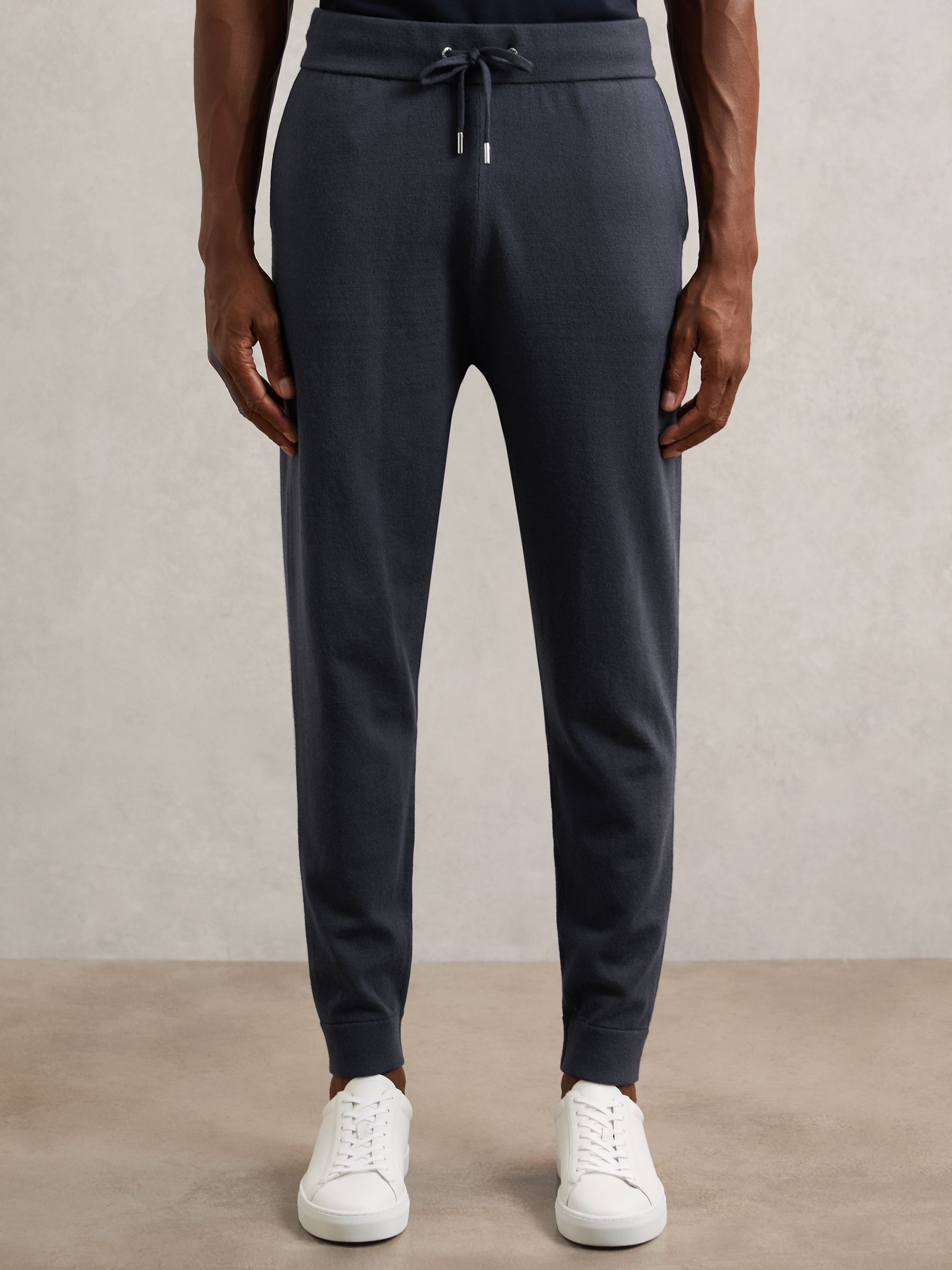 Merino Wool-Blend Cuffed Joggers in Midnight Navy