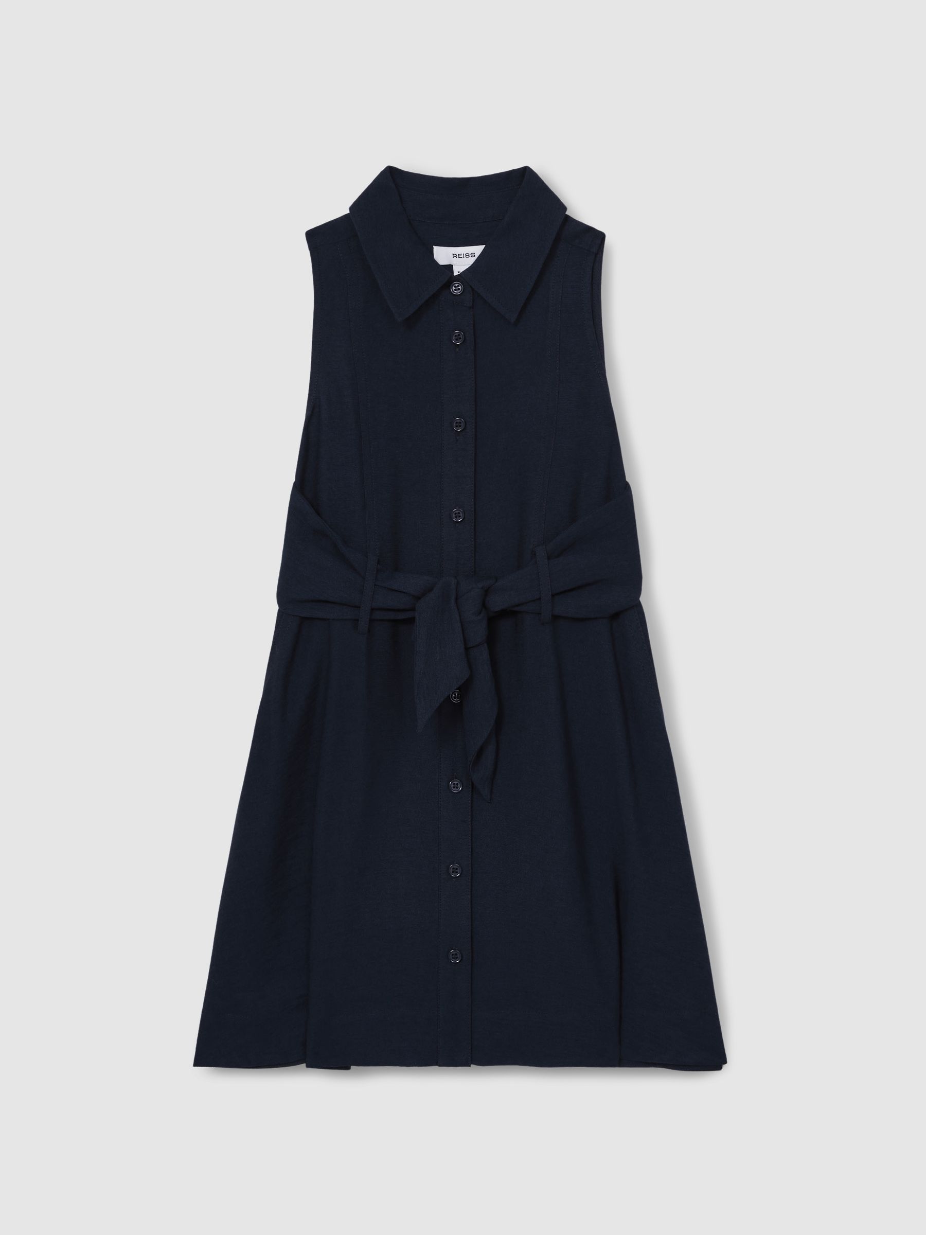 9-13 yrs Tie-Waist Collared Dress in Blue